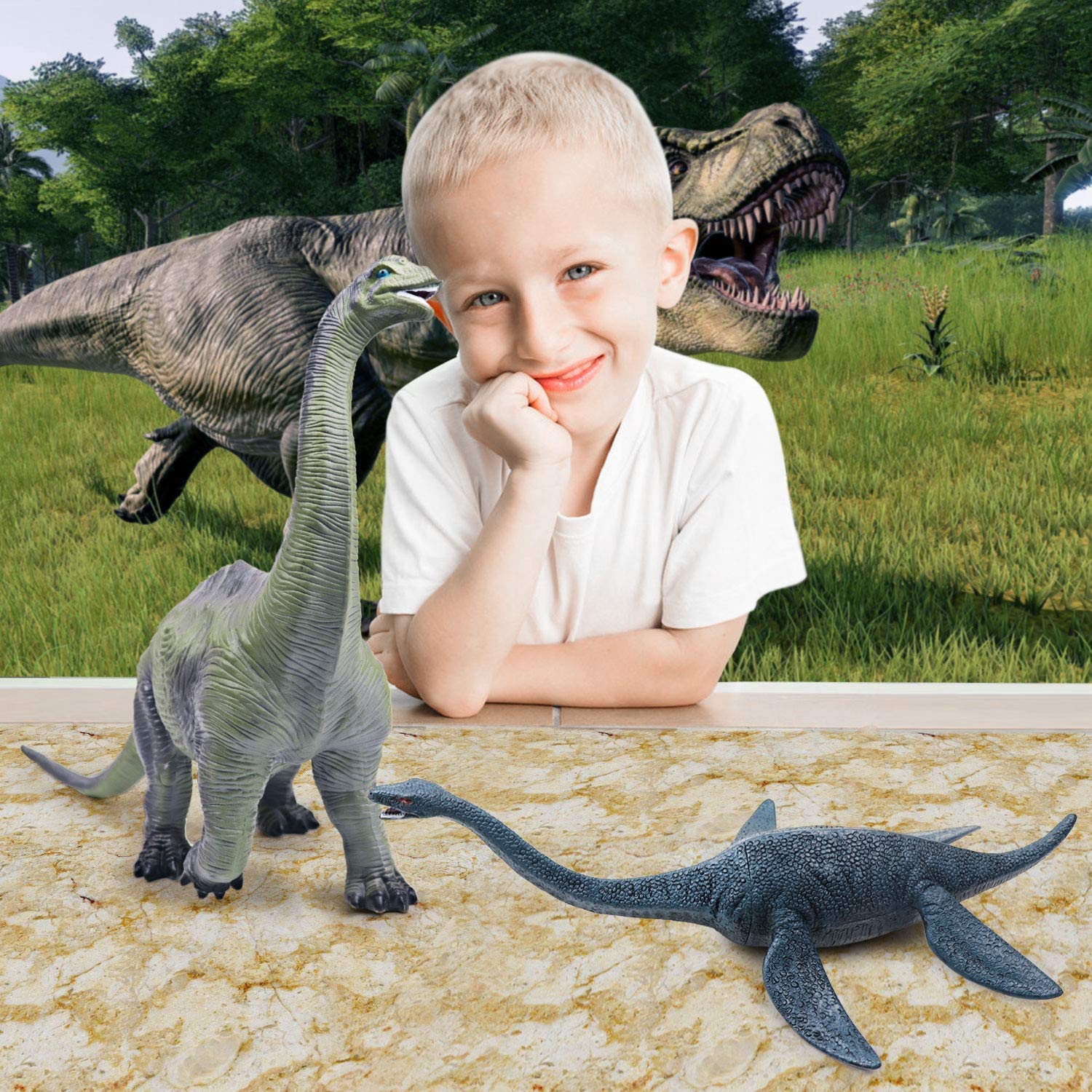 PATPAT  Dinosaur Toys for Kids Big Size ,Dinosaur Action Figures Realistic Dinosaur Toys Gifts for Kids Boys Girls(26 X 20 X 7 cm,Green Brachiosaurus)