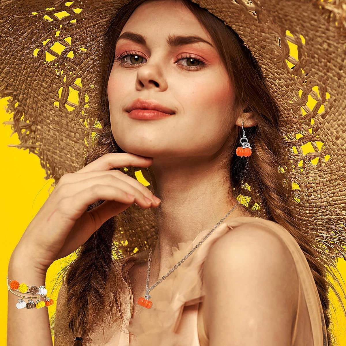 SANNIDHI Pumpkin Charms for Jewellery Making featuring 16pcs Alloy Pendants with Silver Loop | DIY Halloween and Thanksgiving Craft Accessories