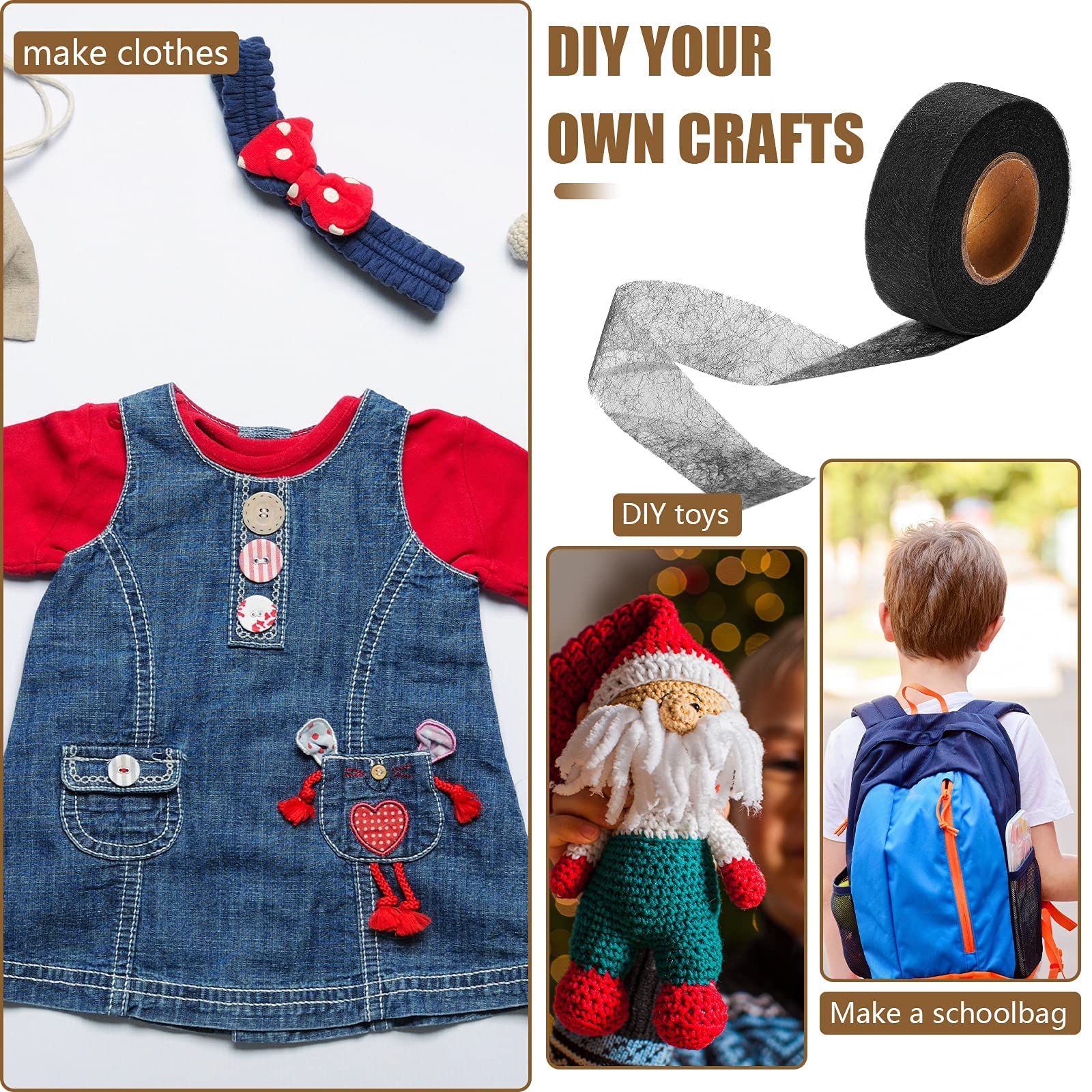 Zibuyu Fabric Fusing Tape for Clothing Repairs featuring Hot Melt Glue Backing | 3/5 Inch x 164 Feet