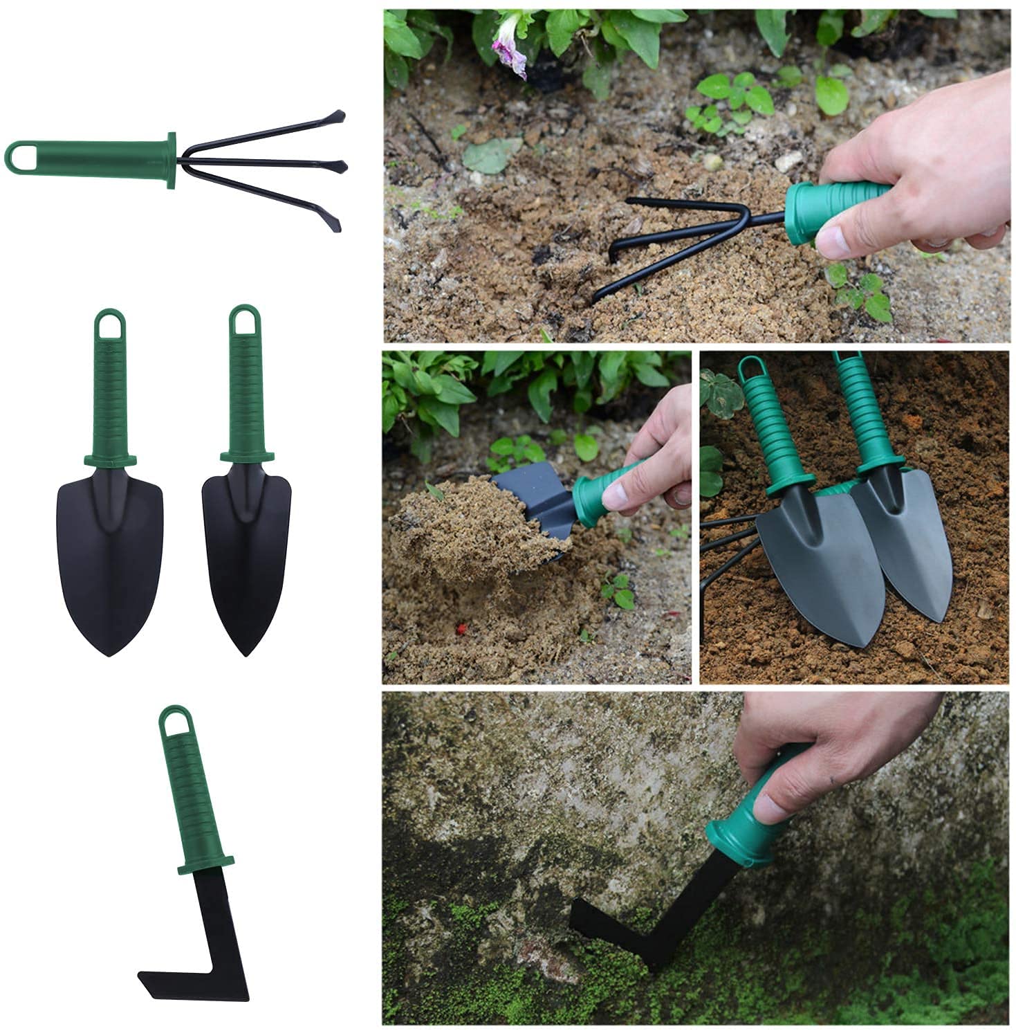 HASTHIP Gardening Tools Set for Home Use with 10Pcs Stainless Steel Hand Tools | Portable Storage Case