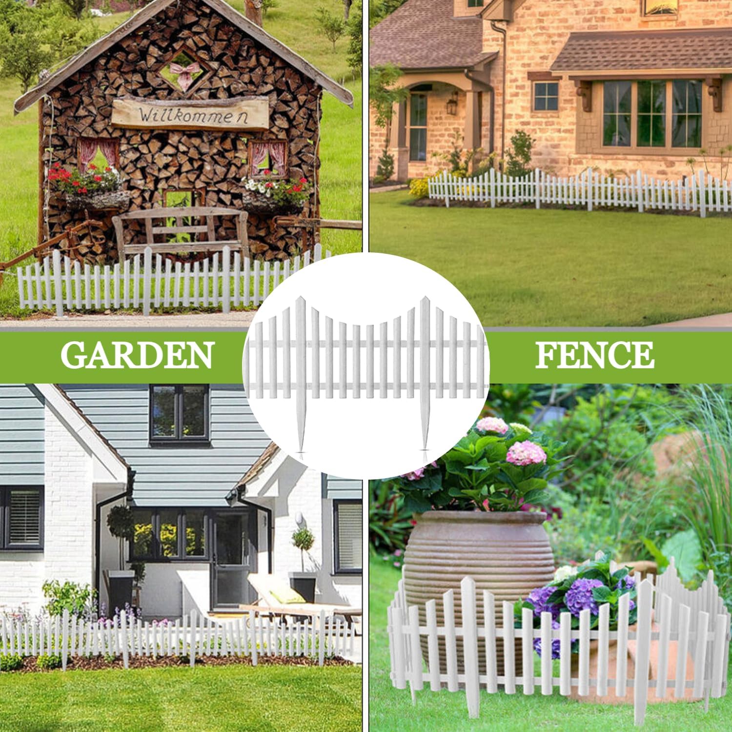HASTHIP Garden Fence Border for Flowerbeds with Connectable Buckle Design | 10Pcs 11.4in Plastic Tulip Edging Fence