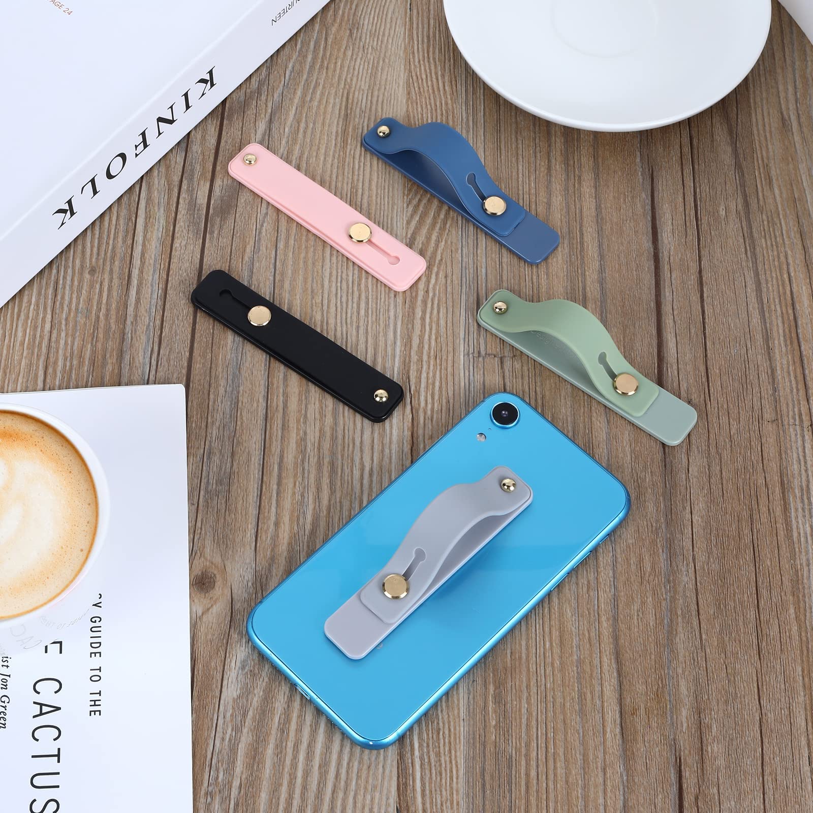 ZORBES Self Adhesive Phone Grip Holder for Smartphones with Push Pull Stand | 5 Color Silicone Finger Strap