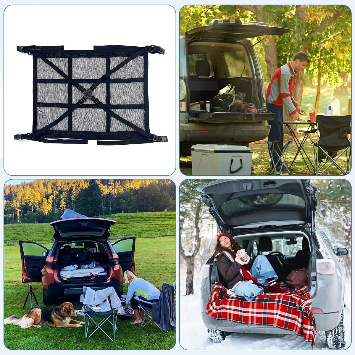 STHIRA Ceiling Cargo Net for Car featuring Dual Zipper Access 31.5x21.5 in Polyester Mesh | SUV and Van Storage Organizer