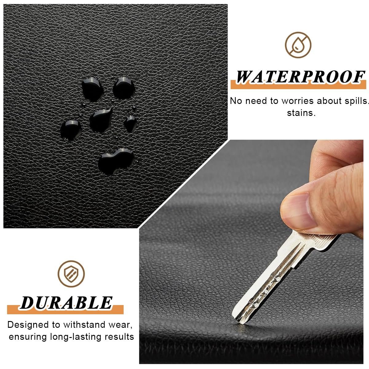 HASTHIP Leather Repair Patch for Couches and Car Seats featuring Self Adhesive 17.7×79 in Black PU Vinyl | Waterproof and Cuttable Design