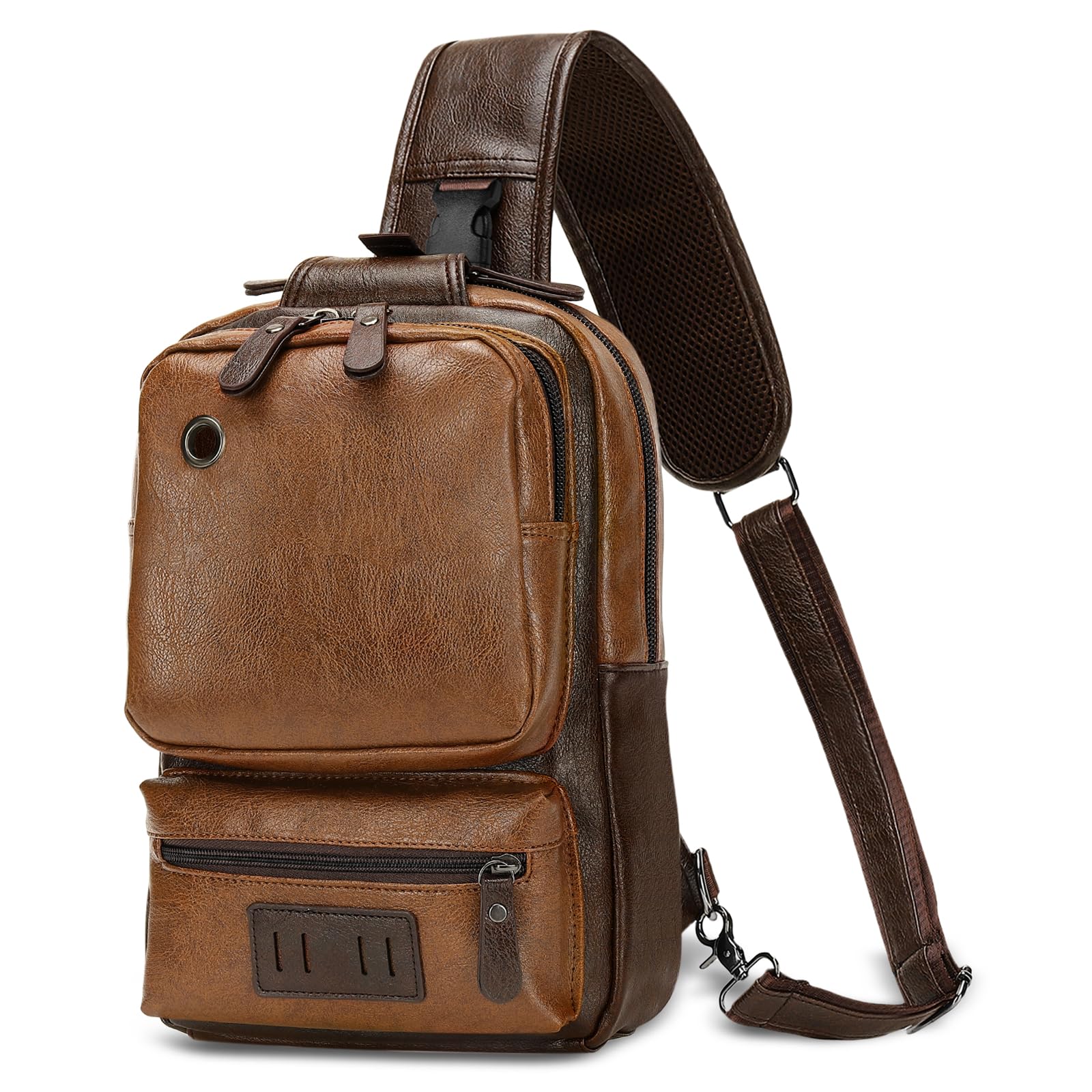 GUSTAVE® Vintage PU Leather Sling Backpack for Men, Crossbody Bag, Adjustable Shoulder Strap