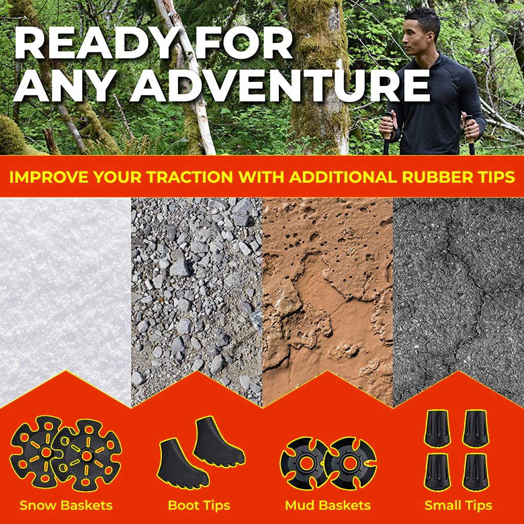 Optifit Trekking Pole for Hiking and Climbing featuring Quick Lock 25.5–53 in Length | Lightweight Aluminum with EVA Non Slip Handle