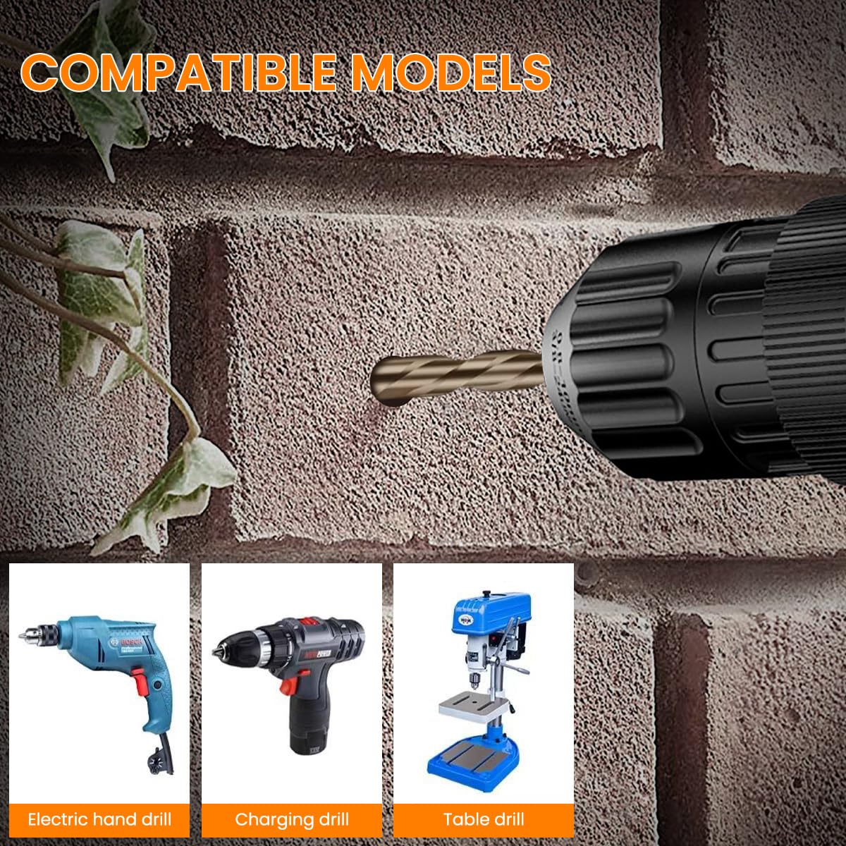 Serplex Carbide Drill Bits Set for Tile Glass and Concrete with 4‑Edge Sawtooth Design | 14PCS Alloy Steel Hex Shank