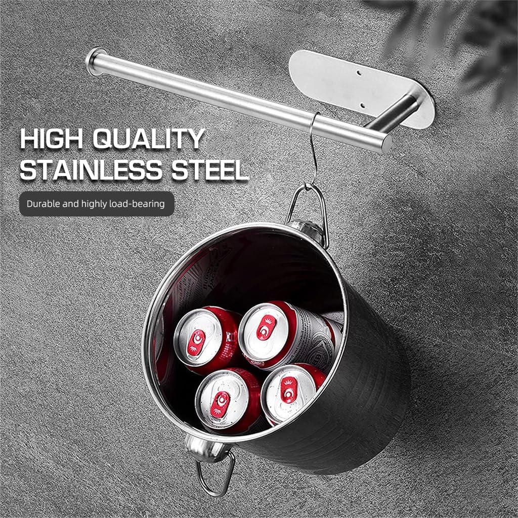 ZIBUYU® Toilet Paper Holder Towel Rack Wall Self Adhesive Towel Rack Stainless Steel Toilet Paper Holder Bathroom Face Towel Rack Dish Cloth Holder