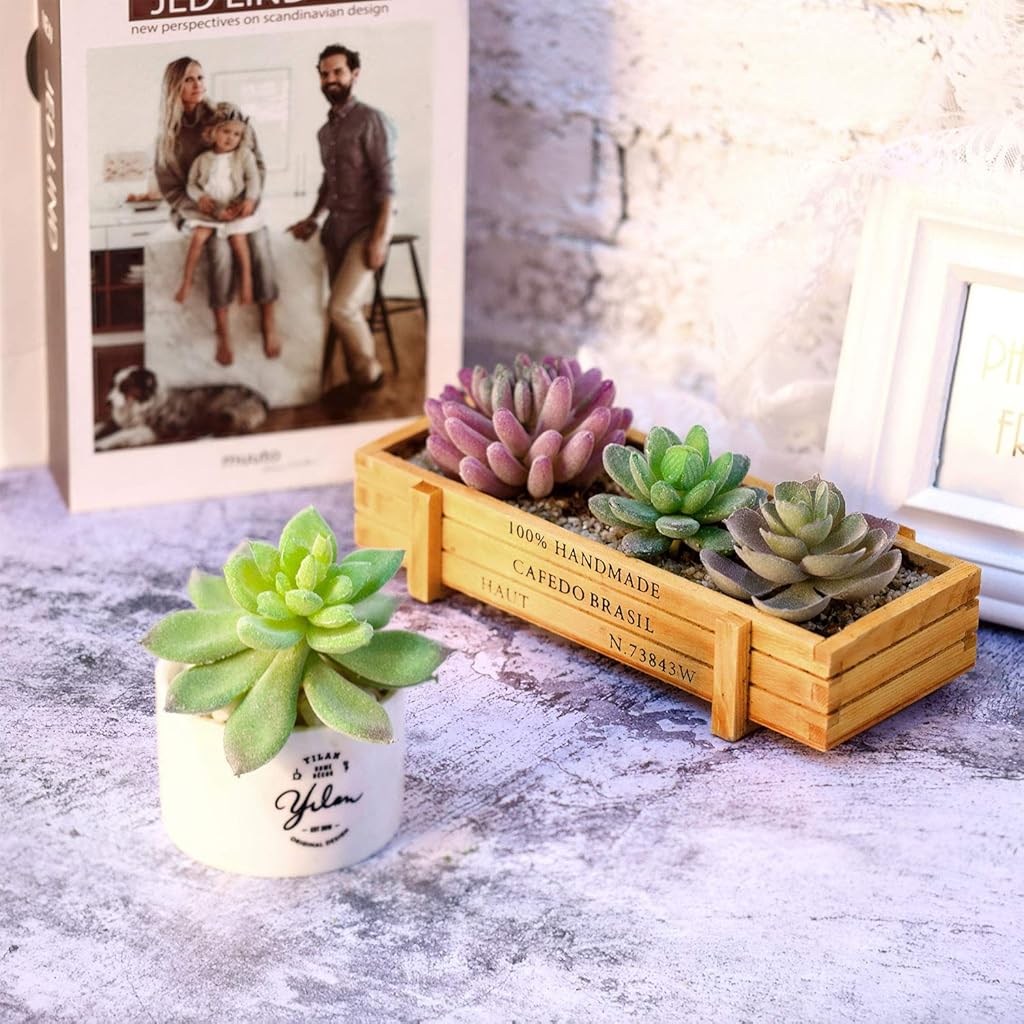 HASTHIP® 16PCS Artificial Plants for Home Decor Flowers Garden Decoration Items Fake Textured Succulent Indoor Outdoor Floral Arrangement DIY Landscape Decorations