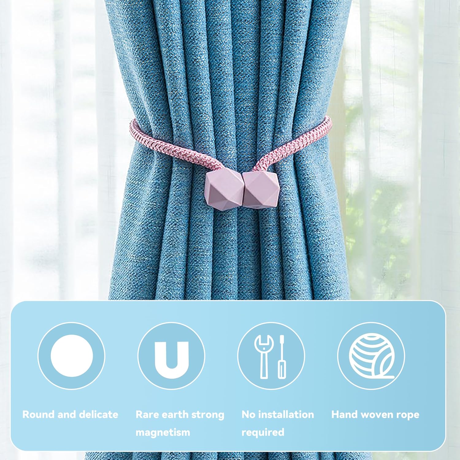 HASTHIP® Magnetic Curtain Tiebacks European Style Convenient Drape Tie Backs Decorative Drape Tie Backs Holder for Window Draperies (Gold)