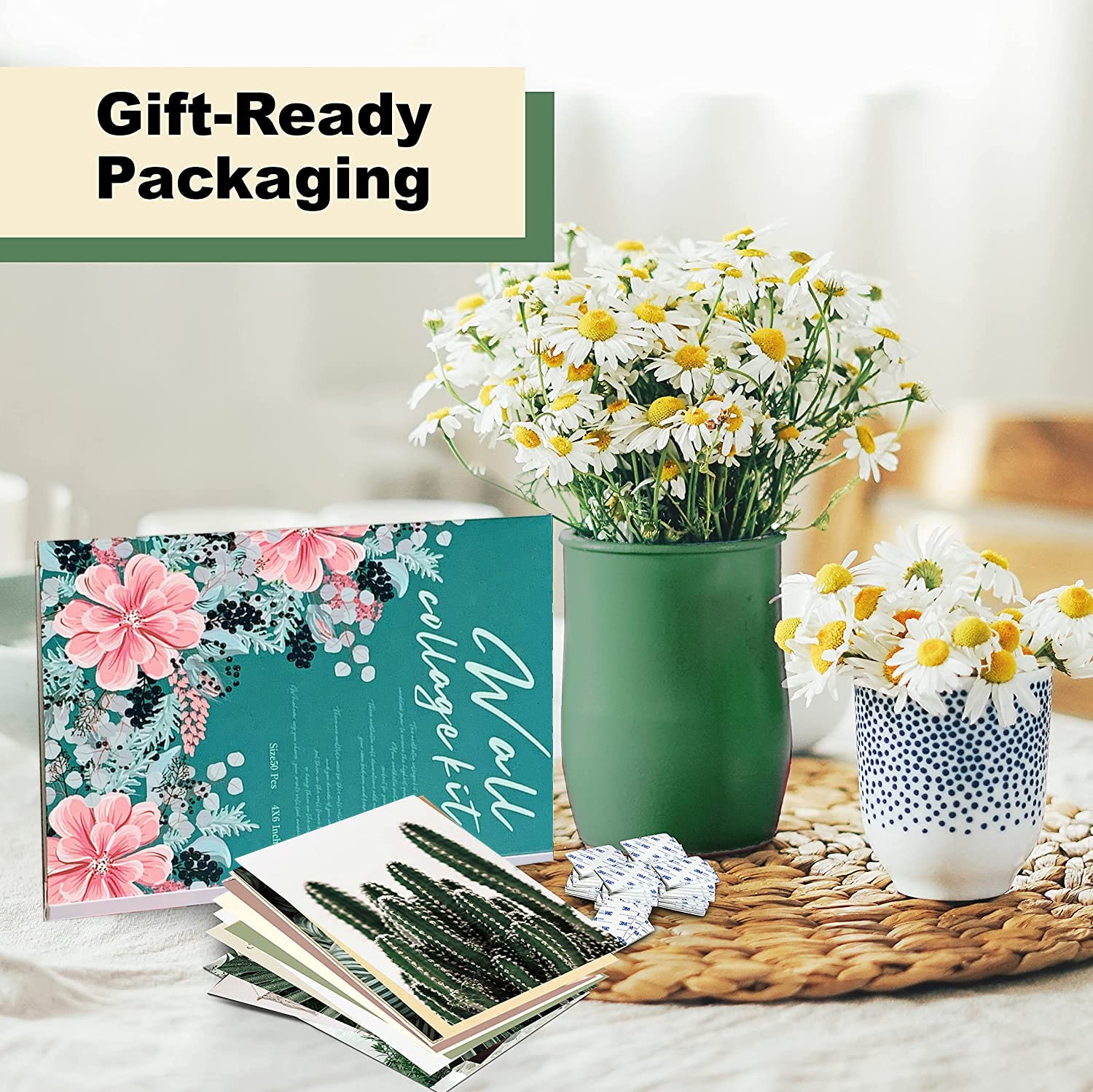 HASTHIP Wall Sticker Photo Display for Room Decor with 50 Sheet 4x6 in Art Cards | Forest and Desert Collection