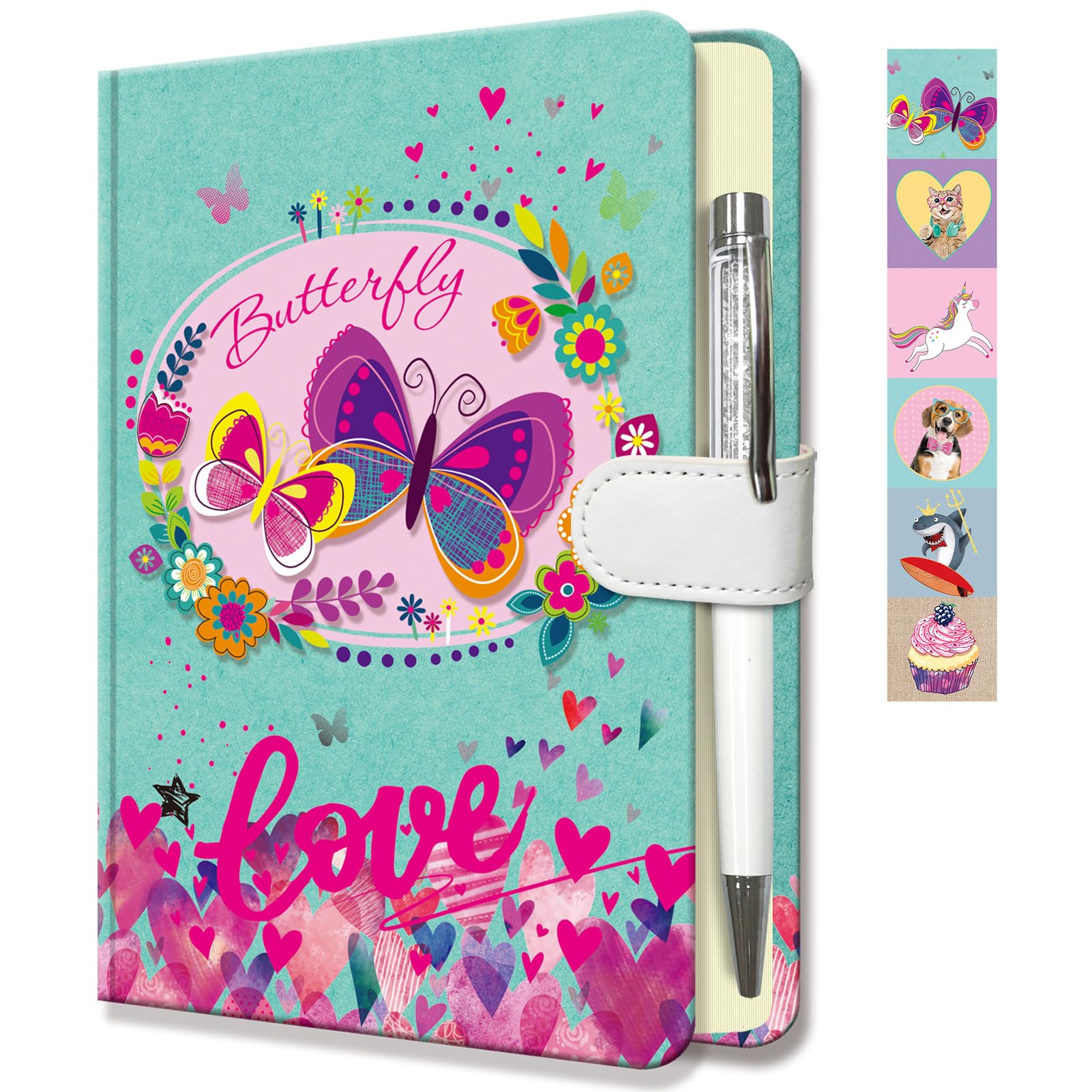 Climberty® Butterfly Journal, Journal with Pen and Closure, 192 Pages for Writing, 5.3