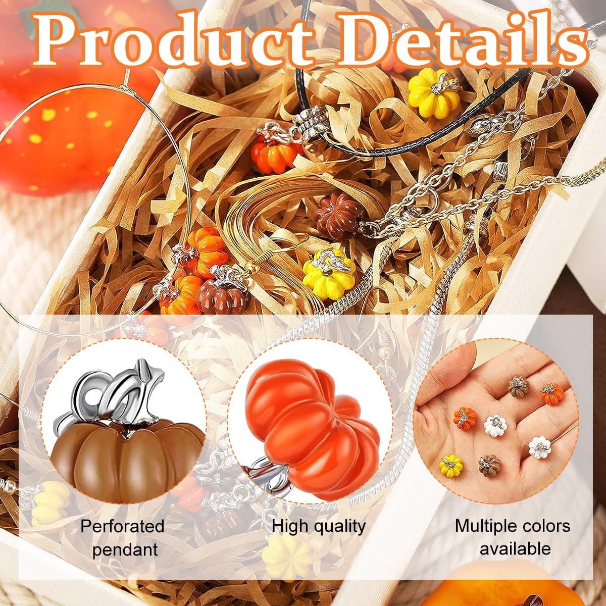 SANNIDHI Pumpkin Charms for Jewellery Making featuring 16pcs Alloy Pendants with Silver Loop | DIY Halloween and Thanksgiving Craft Accessories