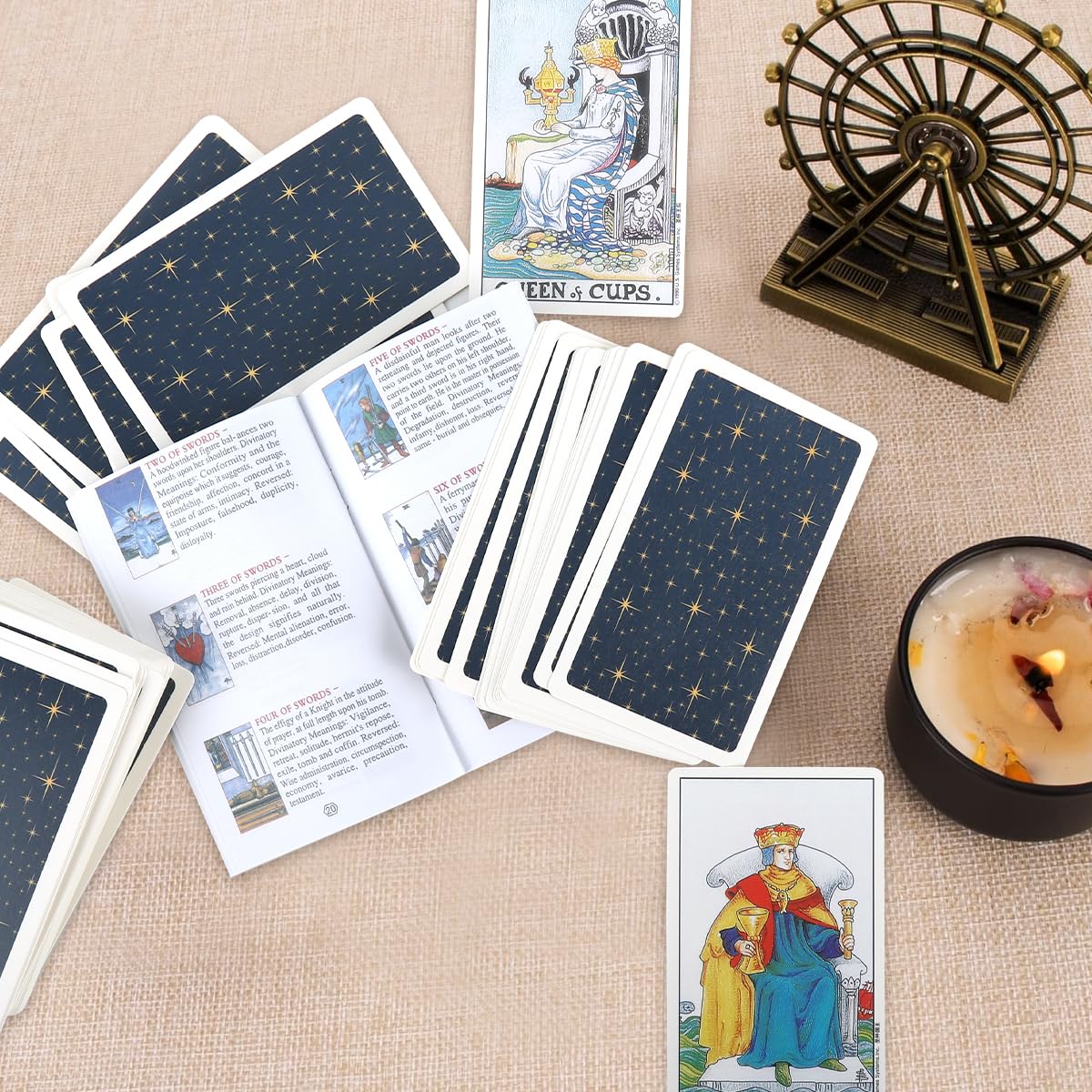 PATPAT Tarot Card Deck Set for Beginners with 78 Cards and Guidebook | Retro Illustration