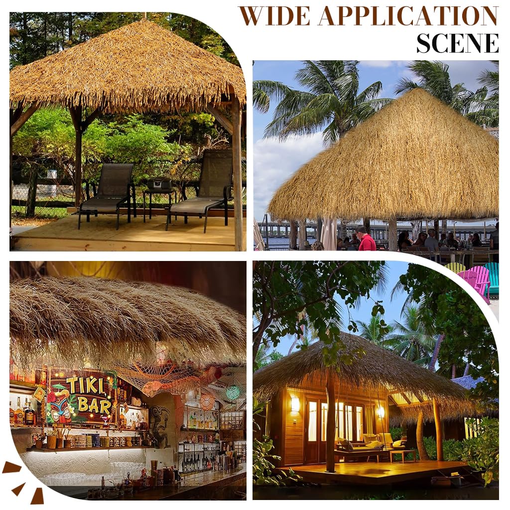 HASTHIP Artificial Thatch Trim for Tiki Hut and Roof Edging 40×100 cm | PE Straw Yellow