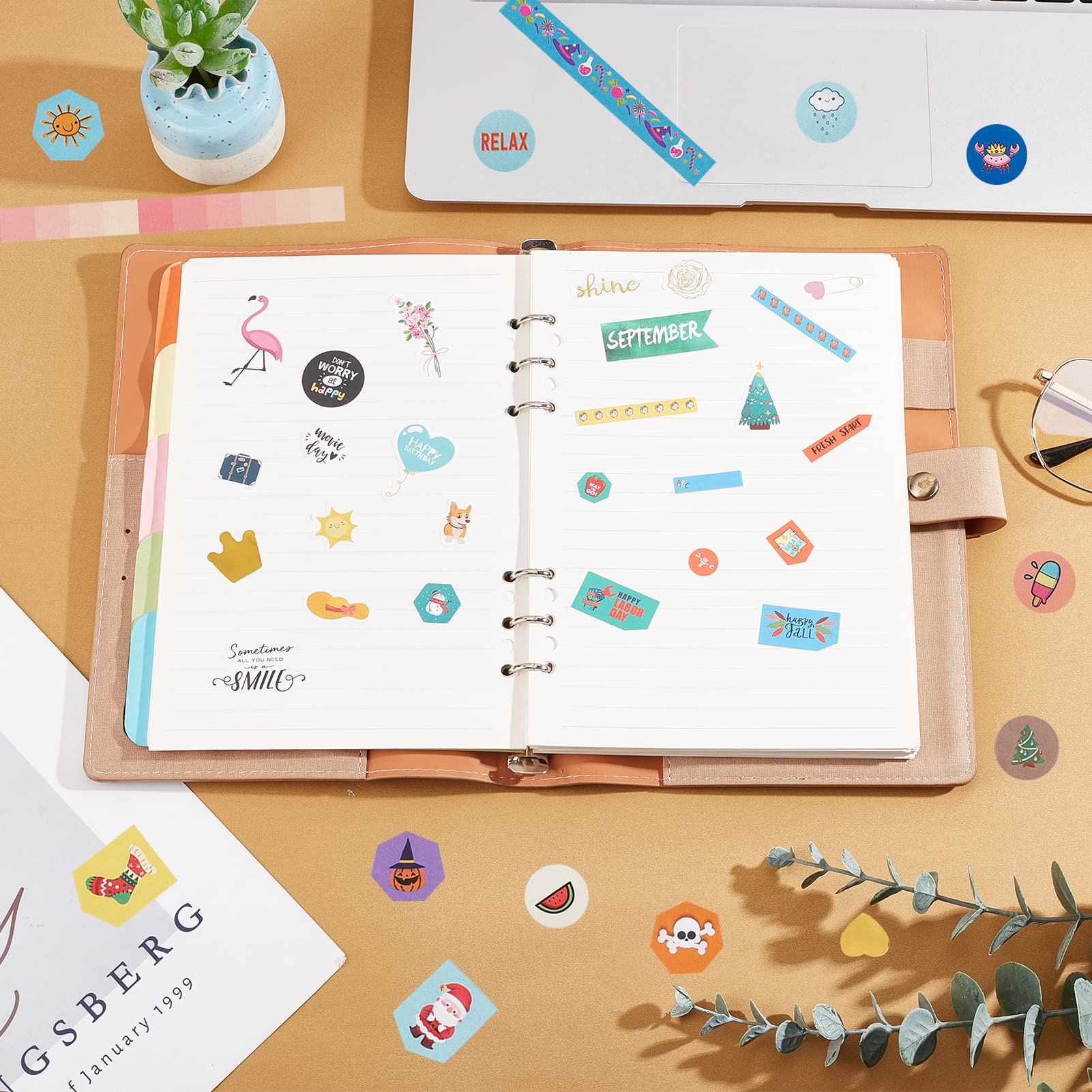 HASTHIP Planner Stickers for Calendar and Scrapbooking with 16 Sheets | Self‑Adhesive Paper