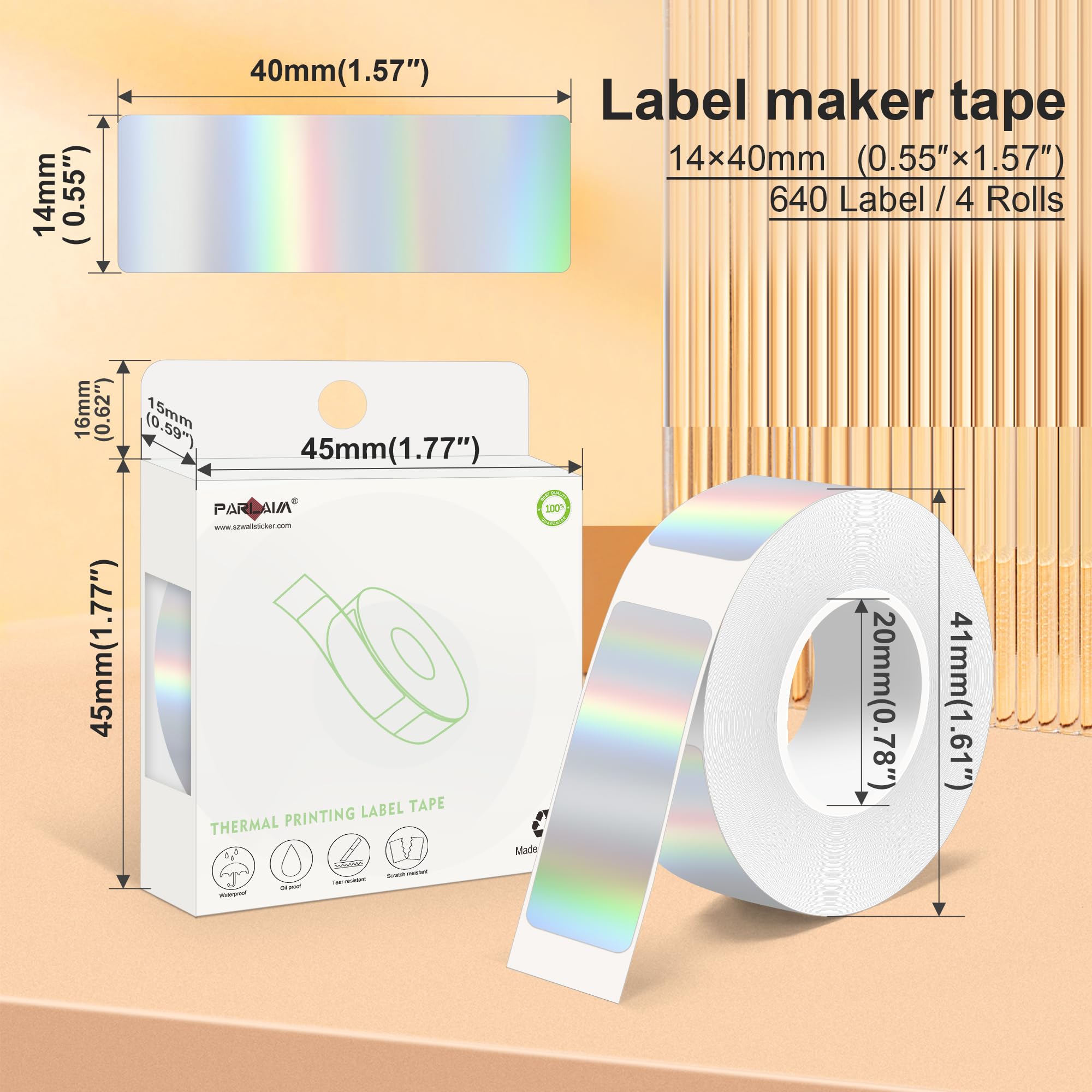 Zeitel Mini Label Printer Machine for Office Use with 480 pcs 12x40 mm Adhesive Holographic Silver Stickers | Compatible with D30 Thermal Paper