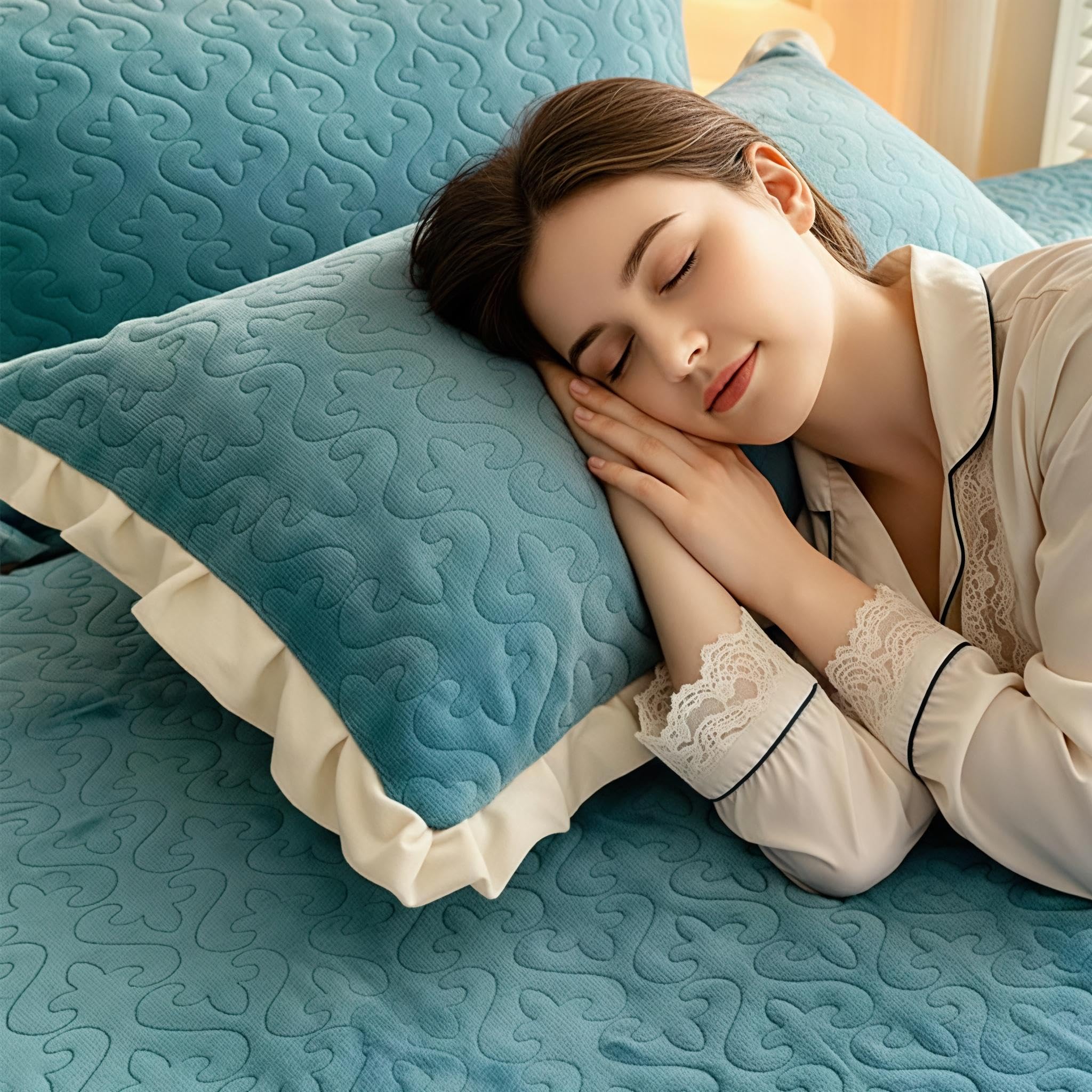 HASTHIP Velvet Pillow Covers for Sofa and Bed 18 x 29 in with Crinkle Edge Design Pack of 2 Blue