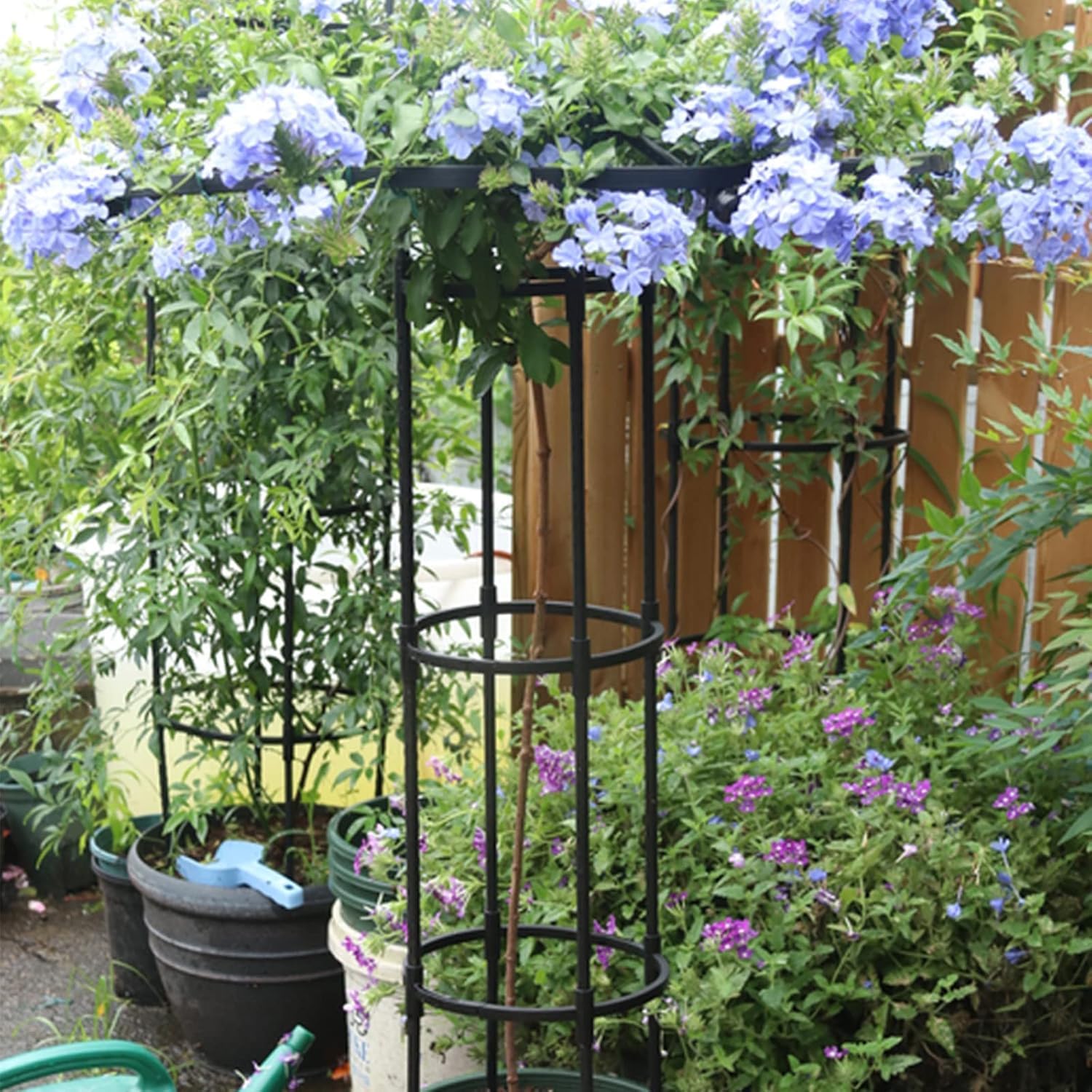 HASTHIP Metal Garden Trellis for Climbing Plants with Hollow Roof Design 90cm | Rust-Proof 3 PCS Set