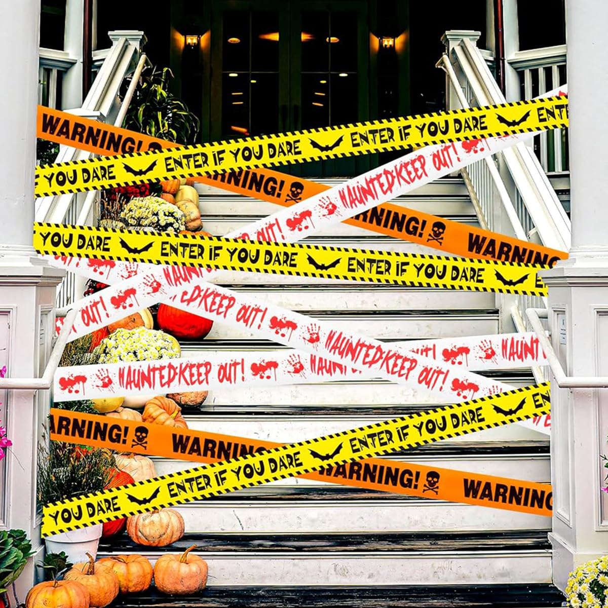 PATPAT Halloween Caution Tape for Haunted Party Decoration with 3 Designs and 27m Length | Non-Adhesive Warning Rolls for Door Window and Stair Decor