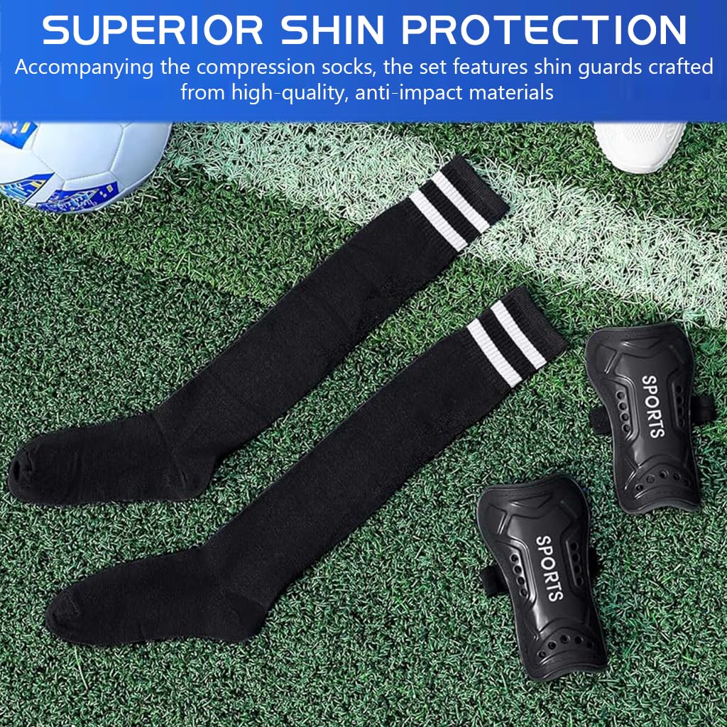 Proberos Soccer Shin Guards Set for Kids with 14 in Socks featuring Anti Slip Support | Ages 4–6
