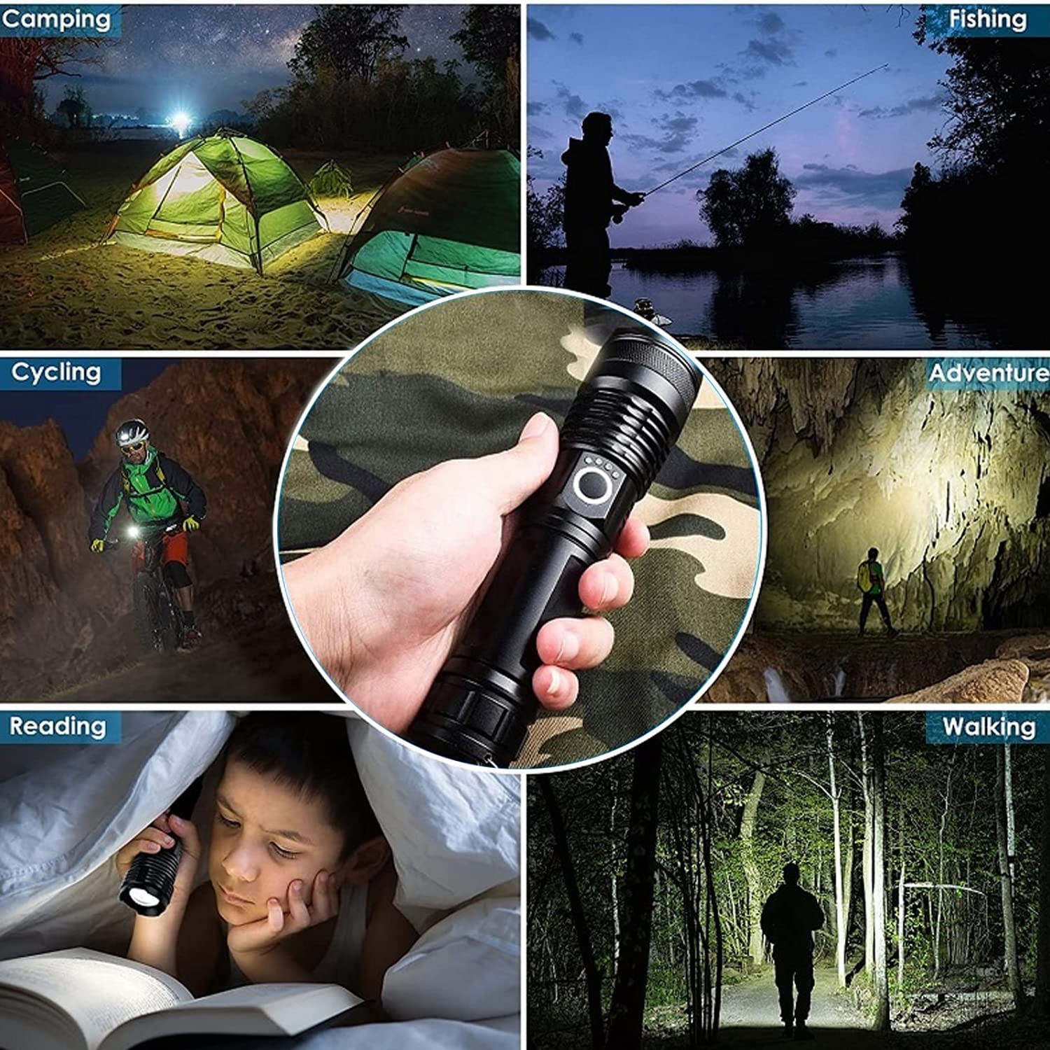 ELEPHANTBOAT Rechargeable Flashlight for Camping and Hiking with 3000 Lumens Zoom Focus | Aluminum Alloy Waterproof Torch