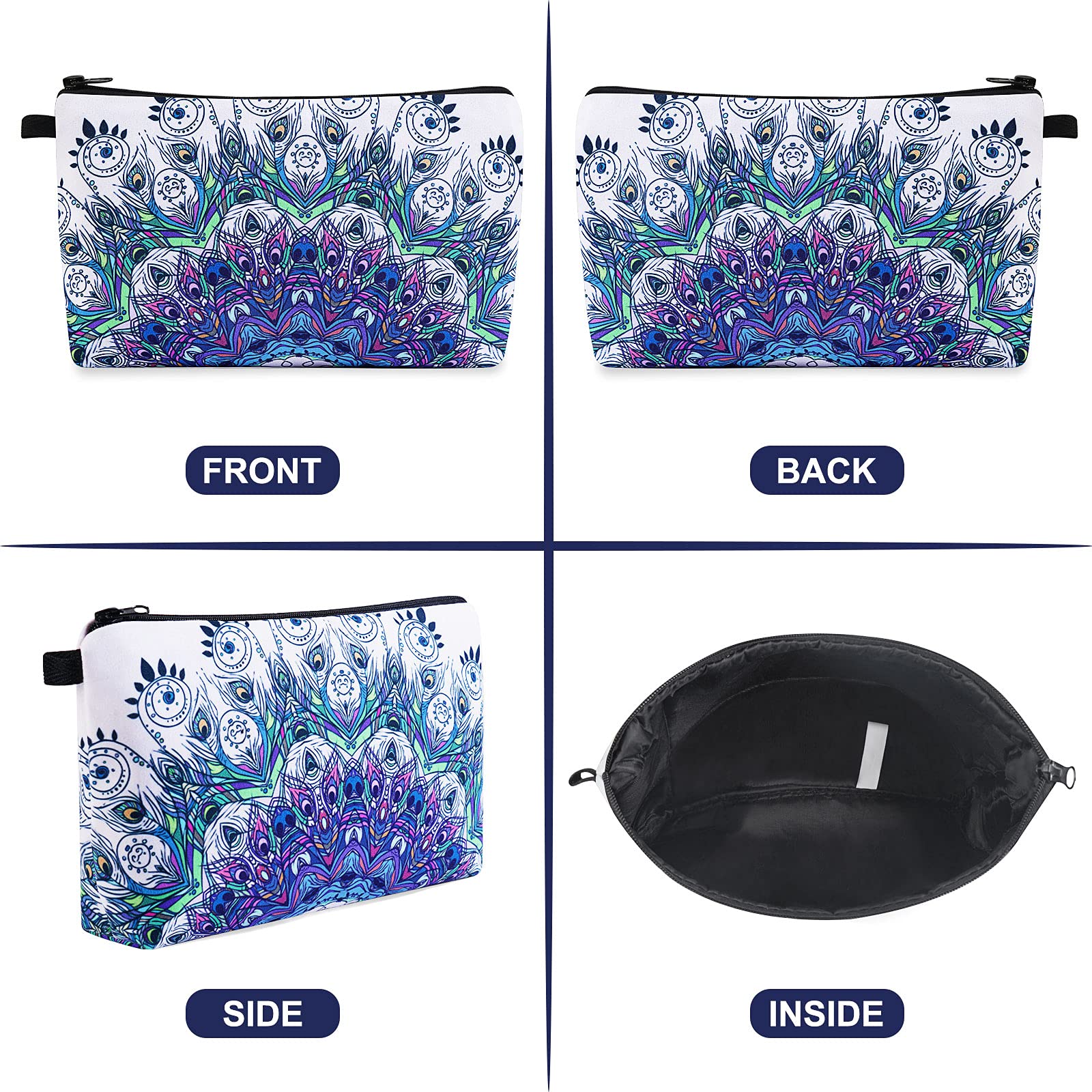 Venzina Travel Makeup Bag for Women with Large 7.08×5.35 in Capacity and Polyester Fabric | Portable Cosmetic Organizer for Toiletries