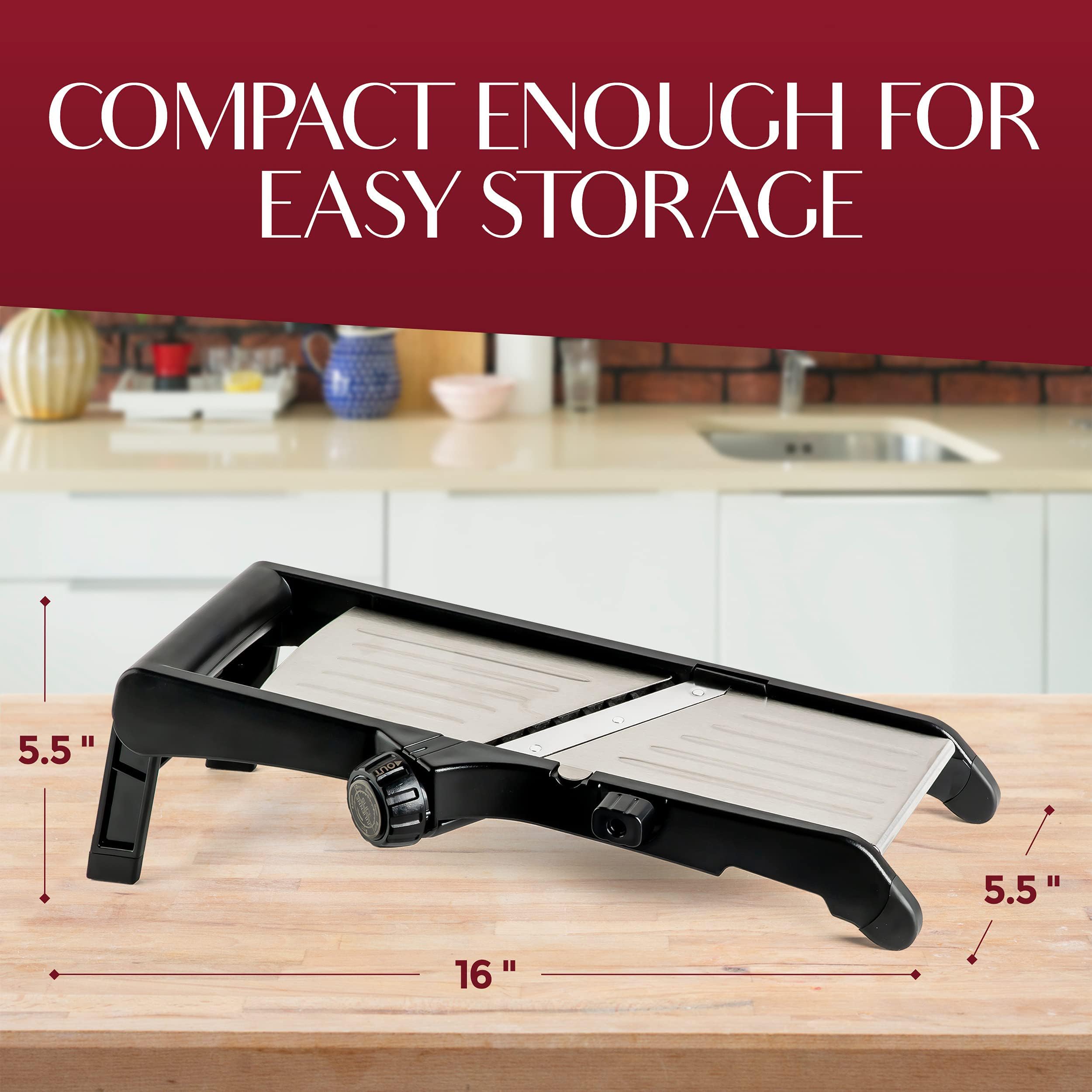 Supvox Kitchen Mandoline Slicer with 5 Interchangeable Blades and Cut-Resistant Gloves | Stainless Steel Vegetable Grater for Safe and Efficient Food Prep