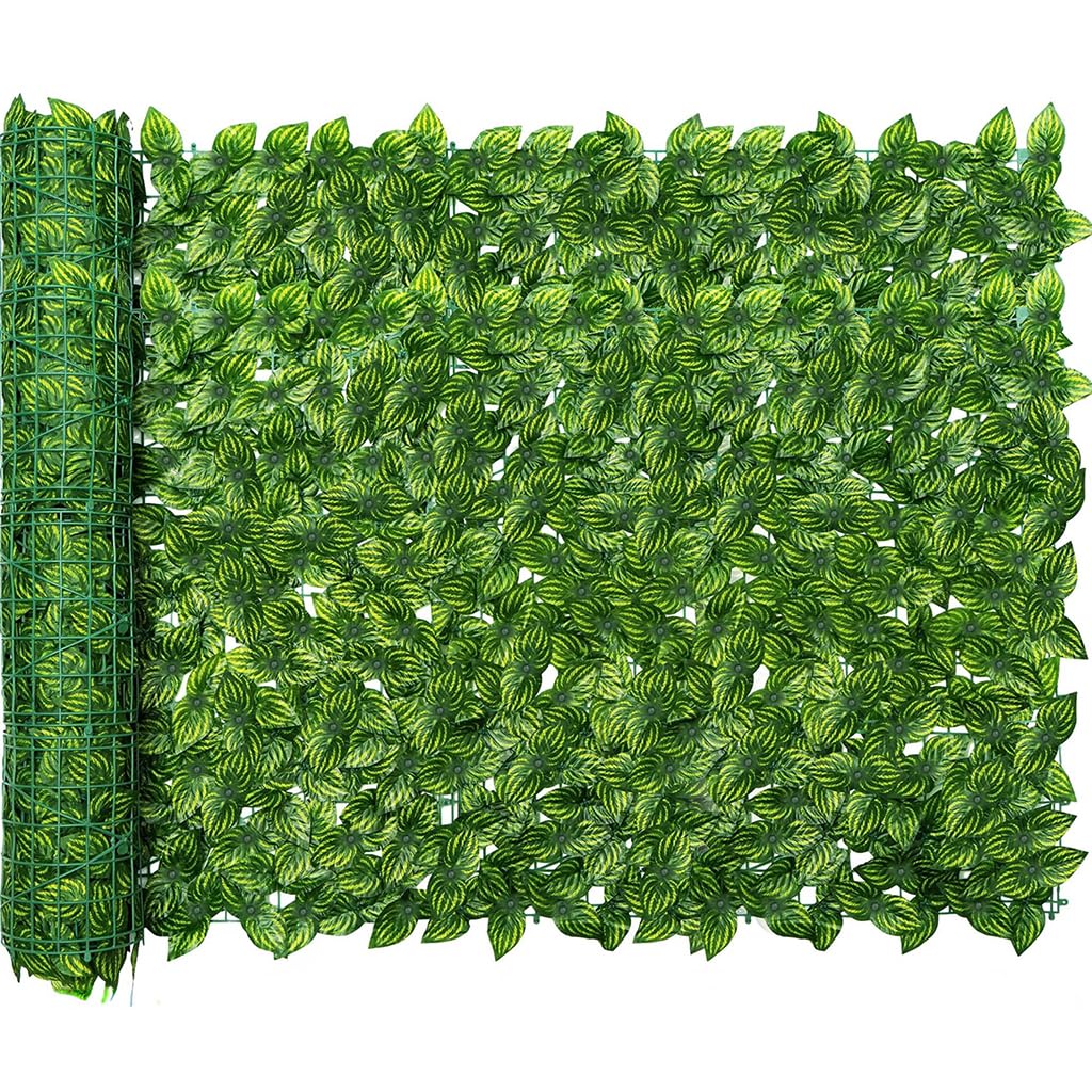 ZIBUYU Artificial Leaves Mat for Wall and Balcony Decoration 1m x 3m Dark Green | Easy to Install Privacy Fence Panel