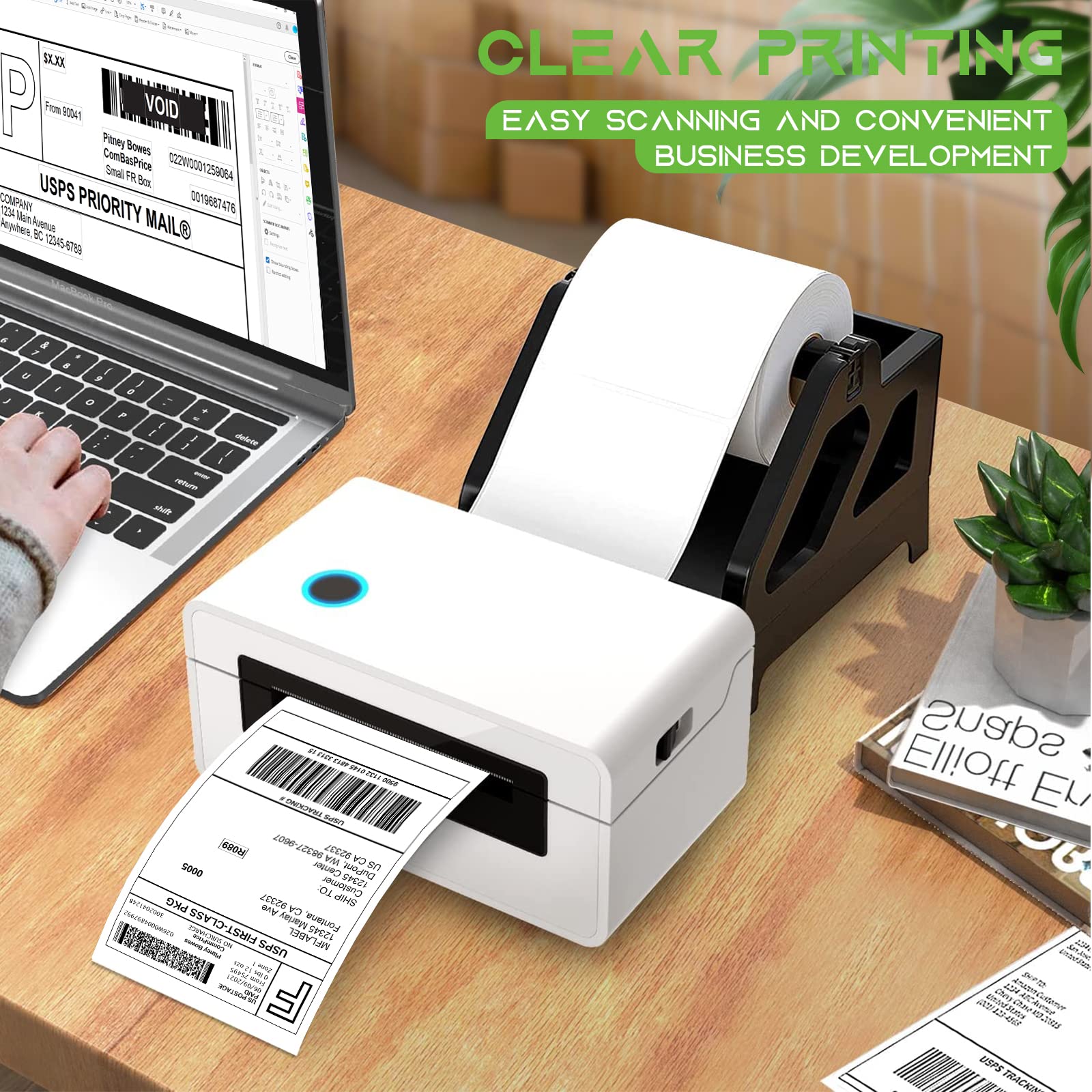 MFLABEL Direct Thermal Shipping Labels for Zebra Printers 4x6 in 4 Rolls of 450 | Strong Adhesive