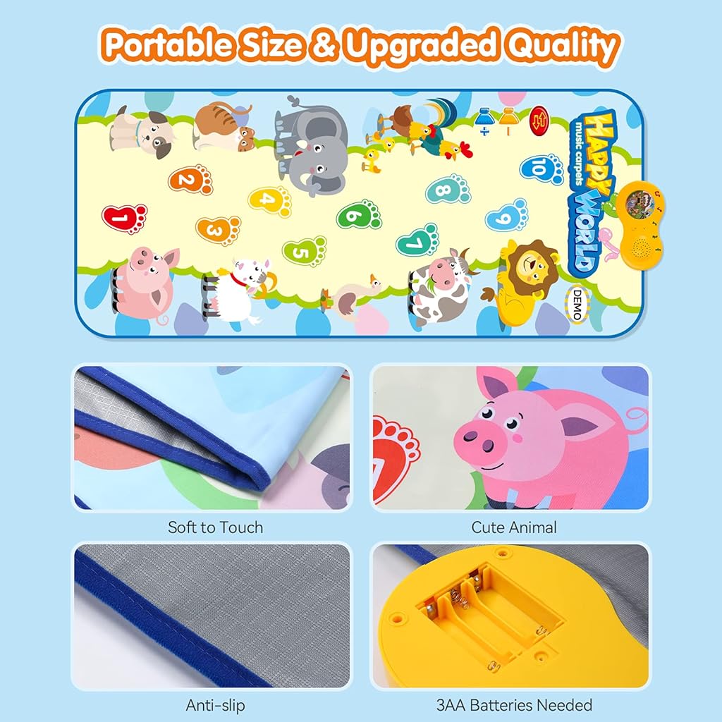 PATPAT® Musical Mat for Kids, Educational Toys for Toddlers,Kids'Piano Mat Musical Toys Learning How to Walk Mat,Christmas New Year Birthday Gifts for Babies Kids Toddlers 1-3(65'' x27'')