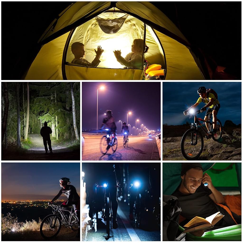 Proberos® USB Rechargeable 2400 mAh Cycle Light and Horn with 120BD Cycle Headlight 4 Light Modes Waterproof Bicycle Light 350LM Highlight Intelligent Induction