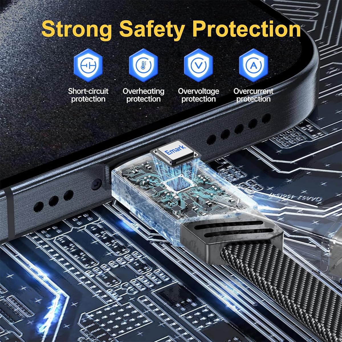 ZORBES 4 in 1 Type C Cable for Fast Charging and Data Transfer with PD 65W Metal Braid | 3.3 ft Multi Connector