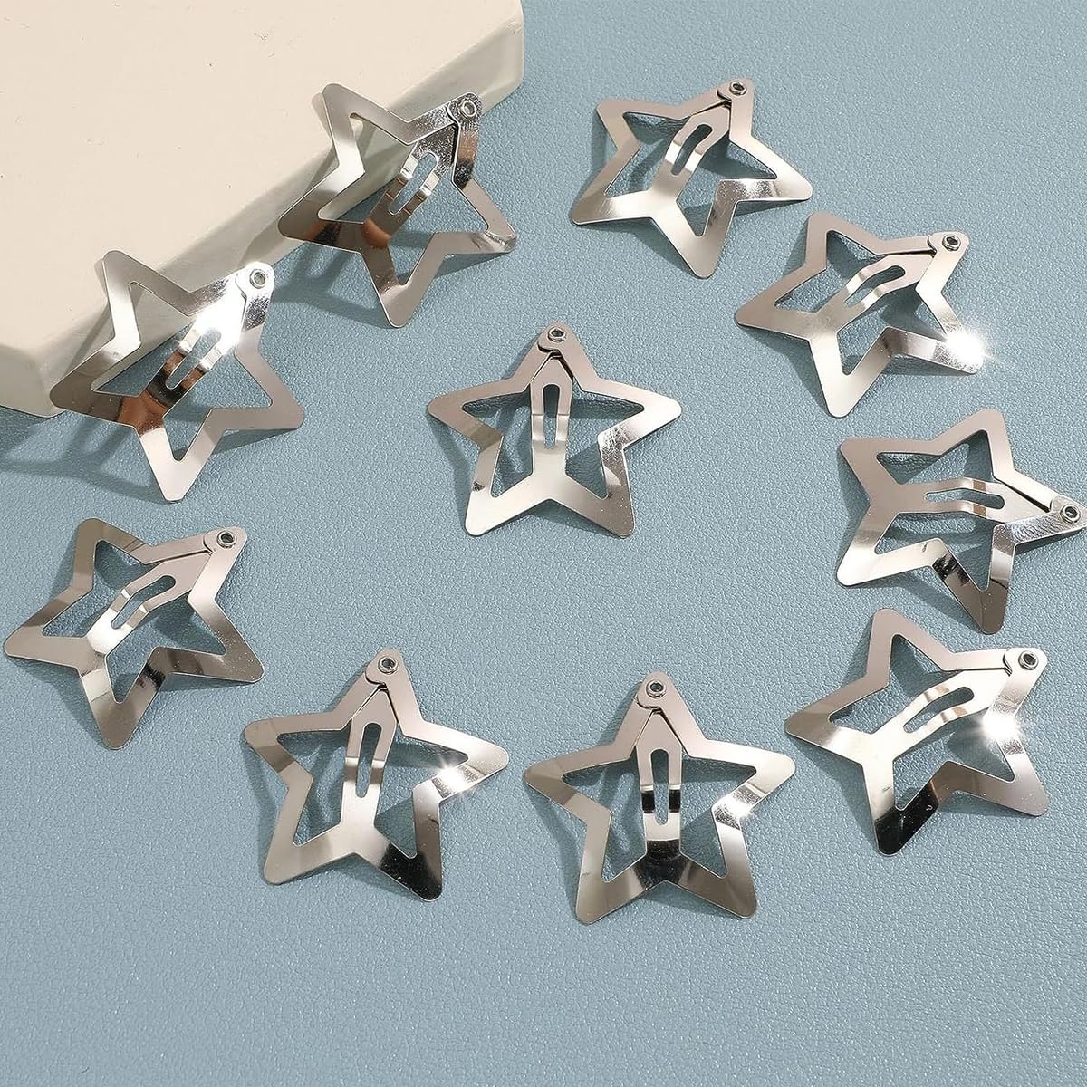 PALAY® 12pcs Silver Stars Hair Clips for Girls Korean Style Hair Accessories Y2K Fashion Hair Clips for Girls Bangs Clips Barrettes for Girls, Teen Girls