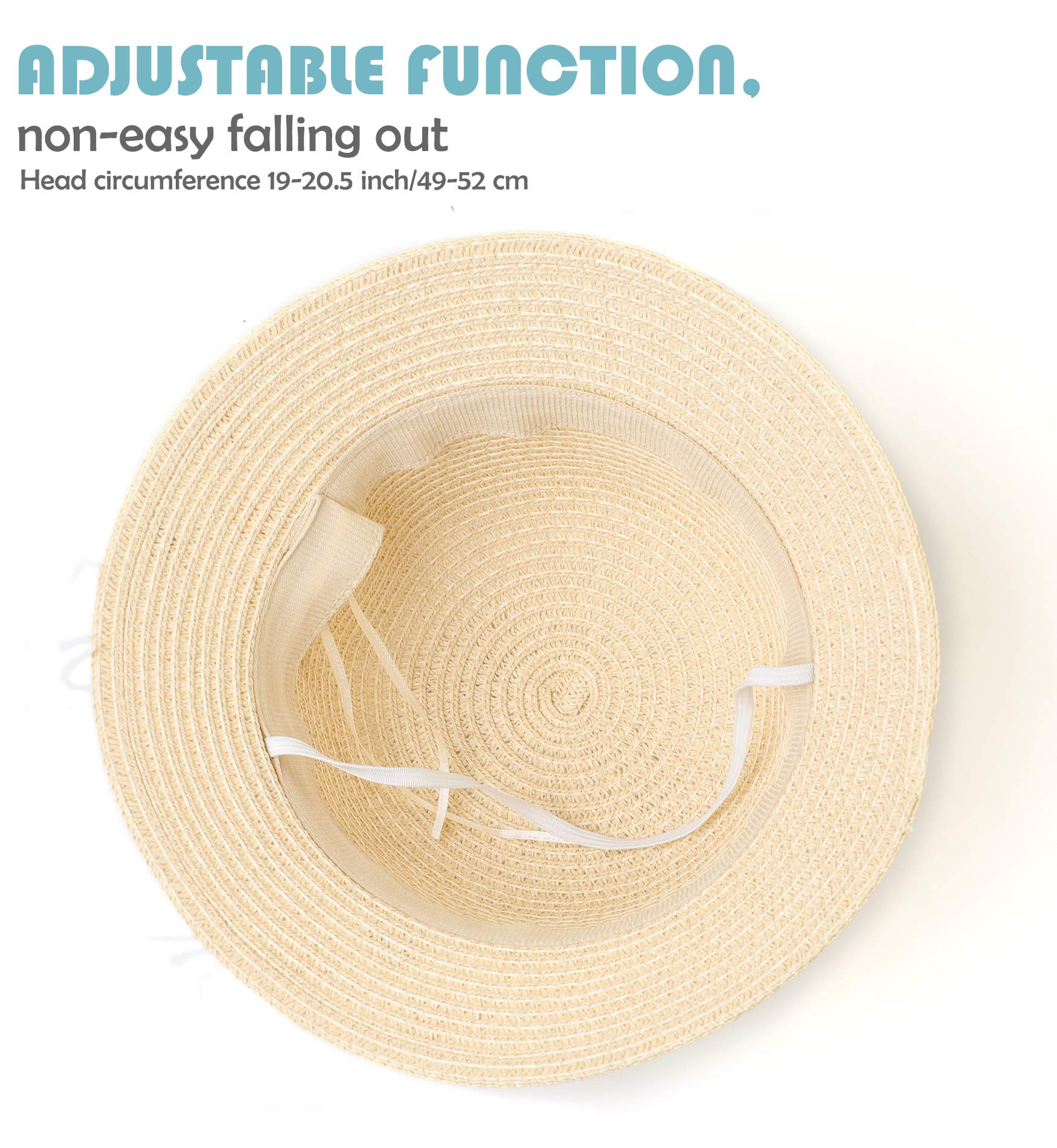 GUSTAVE Straw Hats for Travel and Beach with 19-20.5 in Head Size | Natural Straw & Floral Design for Girls 4-6 Years