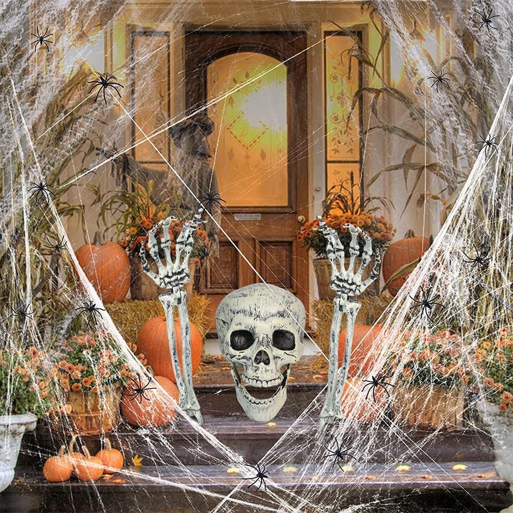 HASTHIP Halloween Half Buried Skeleton Ornament for Lawn and Garden Décor | Includes 2 Arms and Head