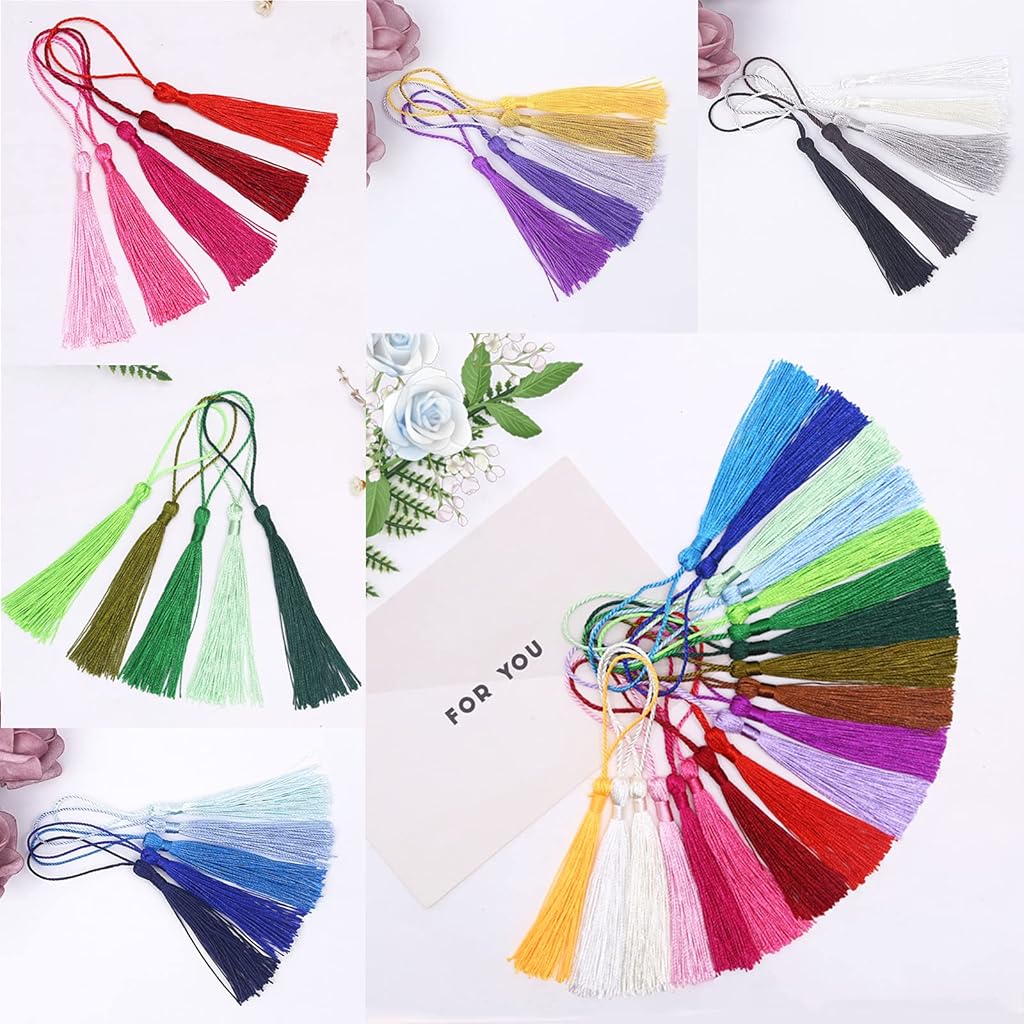 HASTHIP® Polyester 228PCS 38 Colors Handcraft Tassels with Loop for Jewelry Making Souvenir Bookmarks DIY Craft Accessory Multicolor
