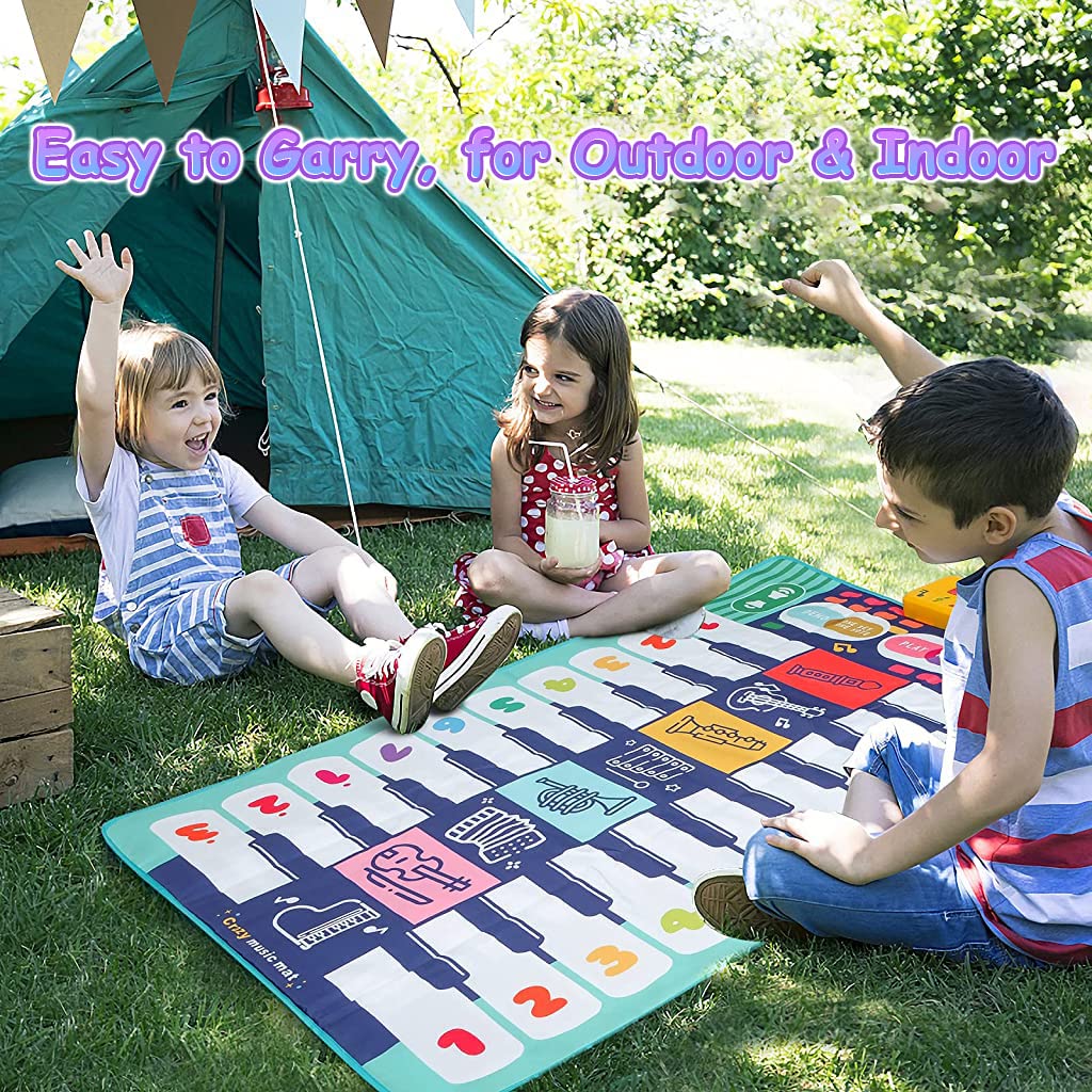 PATPAT Musical Mat for Kids with Dual Row 20 Keys Piano and 8 Instruments 46.5 x 30.7 in | Educational Toy for 1–6 Year Old Boys and Girls
