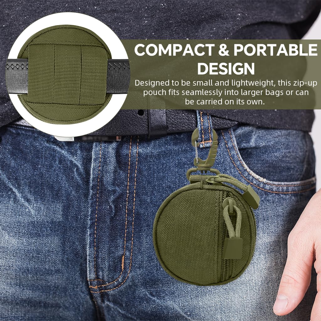 ZIBUYU Zipper Pouch Bag with Quick Connect Clasp in Oxford Cloth for Coins and Keys | 2PCS