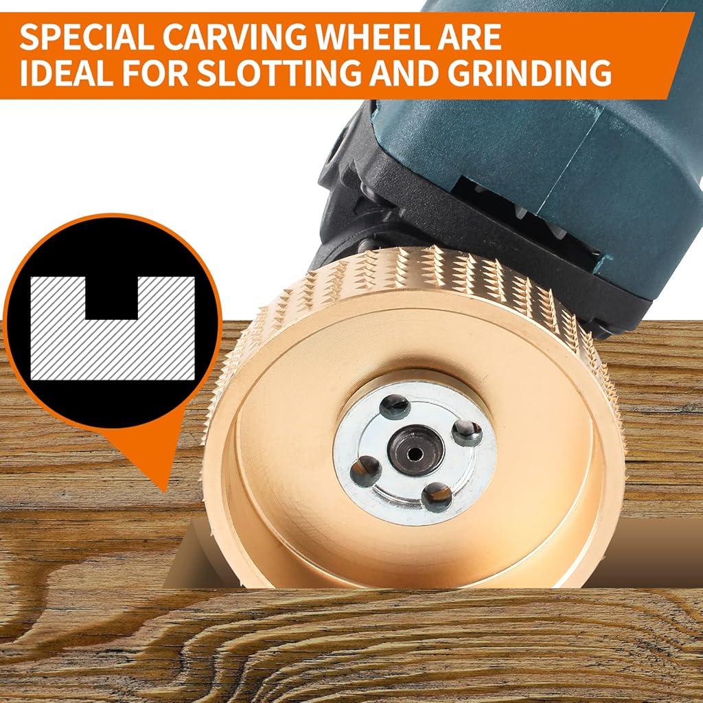 Serplex® 15PCS Angle Grinder Wood Carving Disc Set 4 and 4 1/2 Attachments with 5/8 inch Arbor Stump Tool Grinding Wheel Shaping for Cutting
