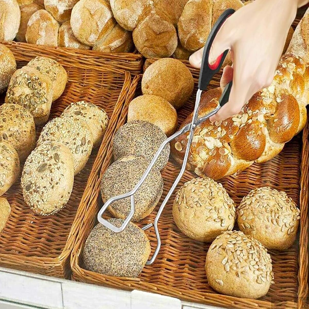 HASTHIP Kitchen Tongs for Grilling and Frying 12.9 in featuring Scissor Grip | 18/8 Stainless Steel