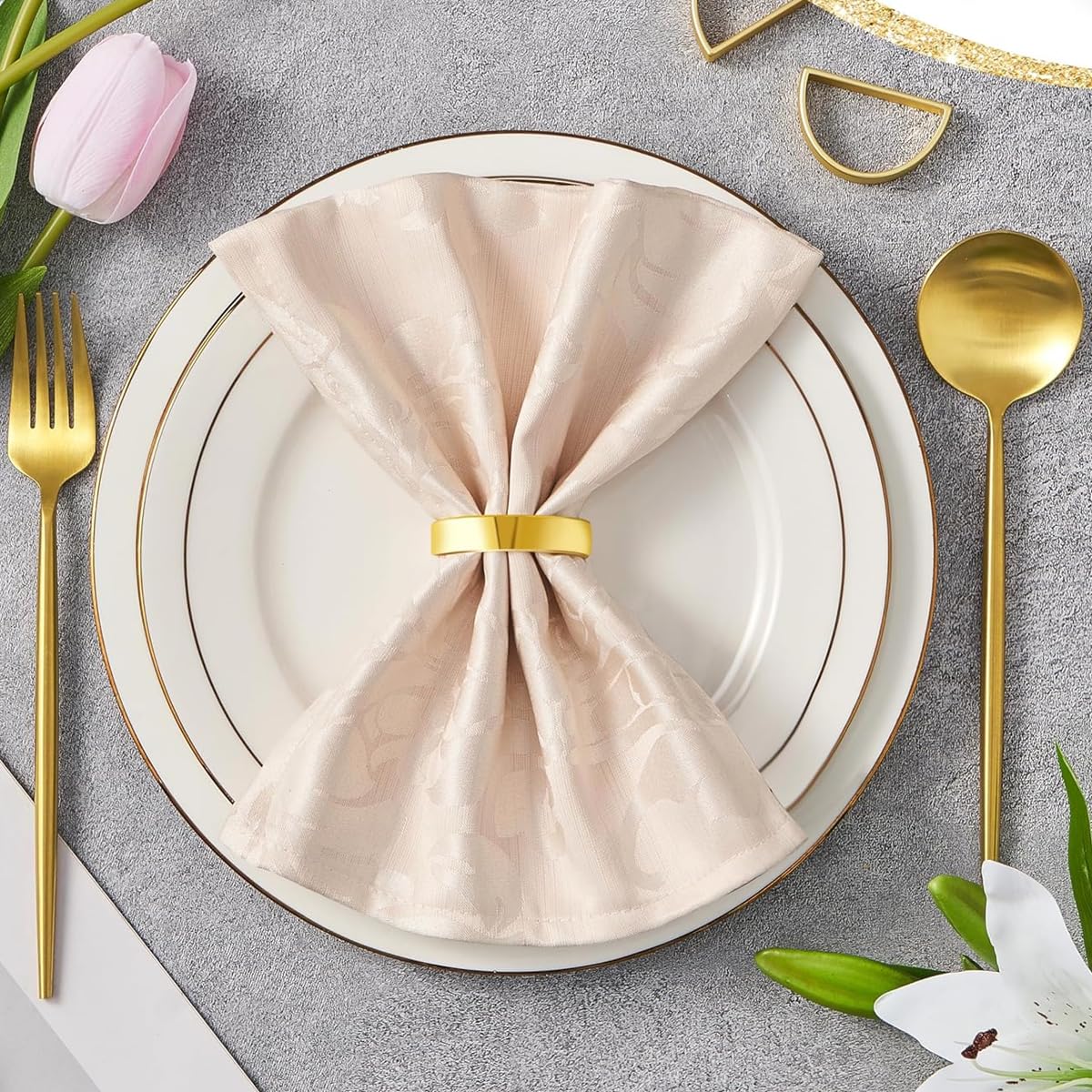 HASTHIP Napkin Rings for Wedding and Banquet with 36PCS Semicircle Design | Golden Stainless Steel Holders