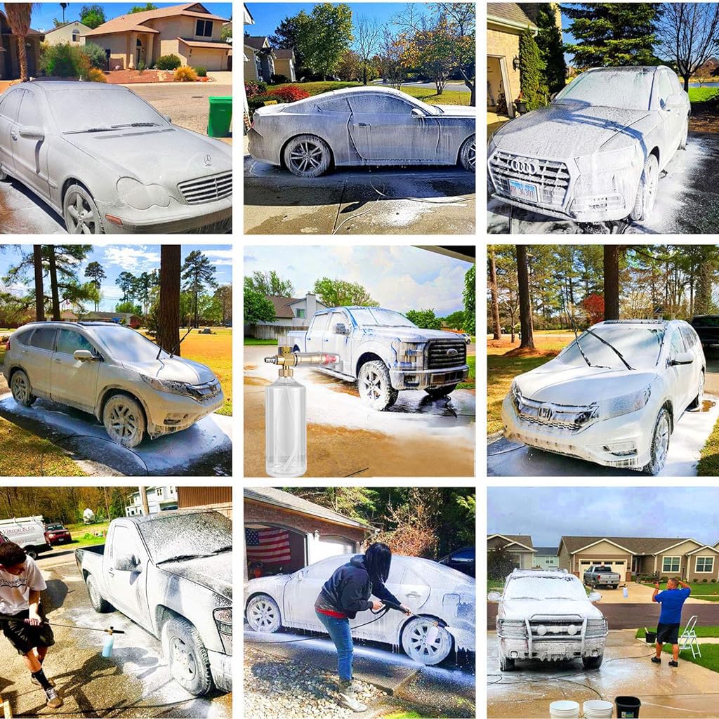 HASTHIP Foam Cannon Sprayer for Car Washing with Adjustable Foam Control and 1L Bottle | Durable Metal Connector for Daily Vehicle Cleaning