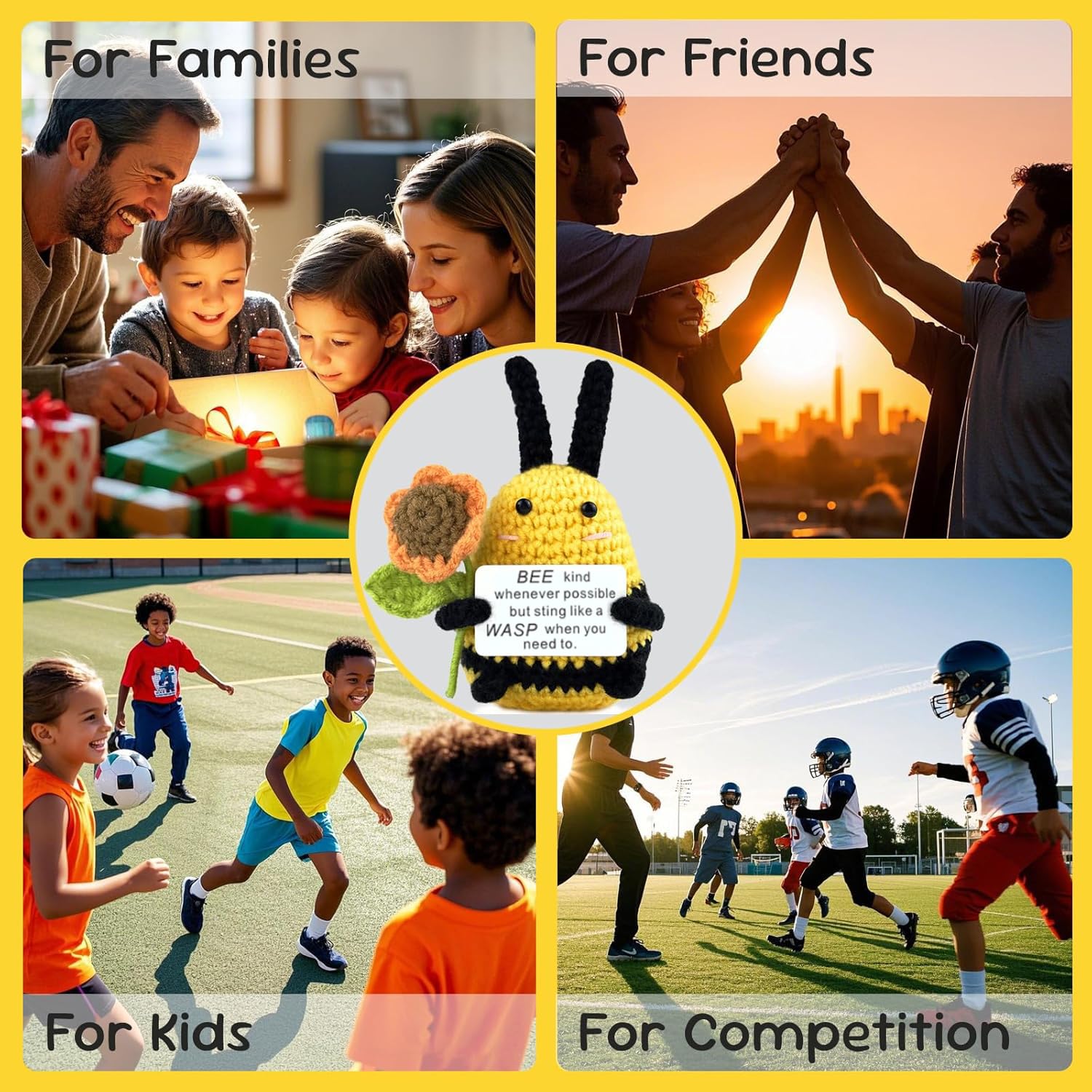 PATPAT Motivational Desk Decor for Office with Handcrafted Crochet Doll and Positivity Card | Kawaii Gift