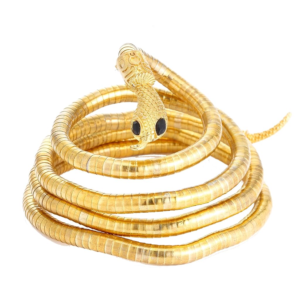 ZIBUYU® Flexible Metal Serpent Neck Charm Bracelet Wrist Arm Wrap Charm 35.4 Inches Golden Chic Necklace Neck Wrap Around Necklace Variable Stylish Women Necklace Fashion Piece