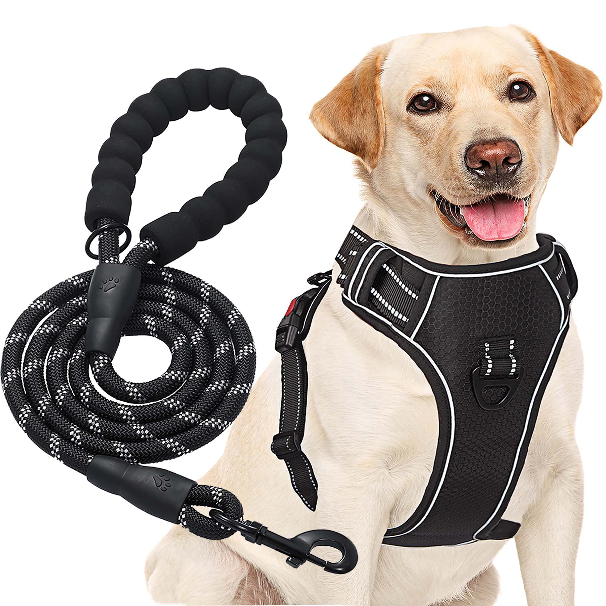 Qpets® Dog Vest Dog Harness for Large Dog with 1.5m Dog Leash Dog Harness with Pulls Handle for Guide Dog, Large Dog, Adjustable Dog Vest Harness with Quick Release Buckle (Suitable 32.5-50kg)