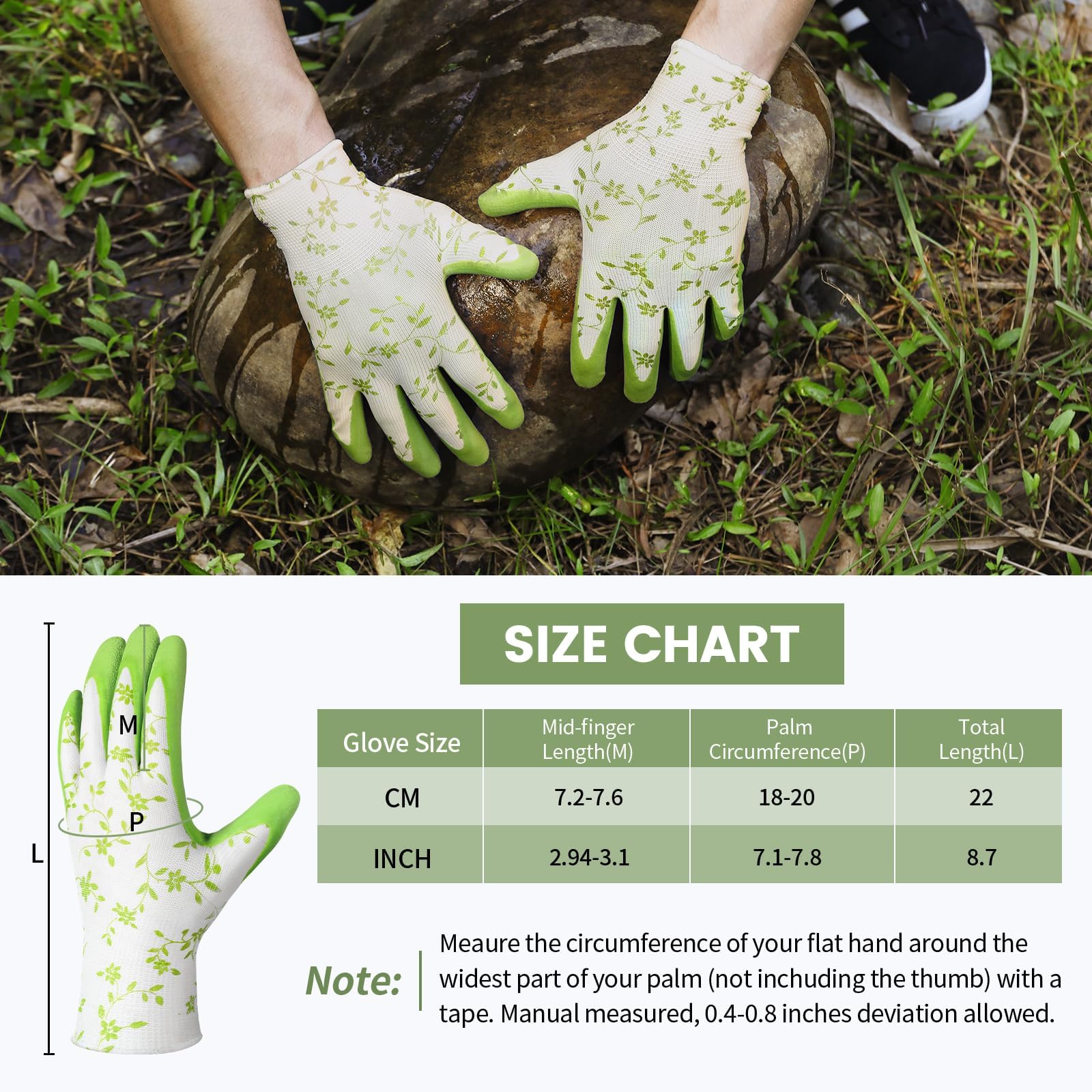 Zibuyu Womens Gardening Gloves for Yard Work featuring Rubberized Anti-Slip Palm | 2 Pairs Set