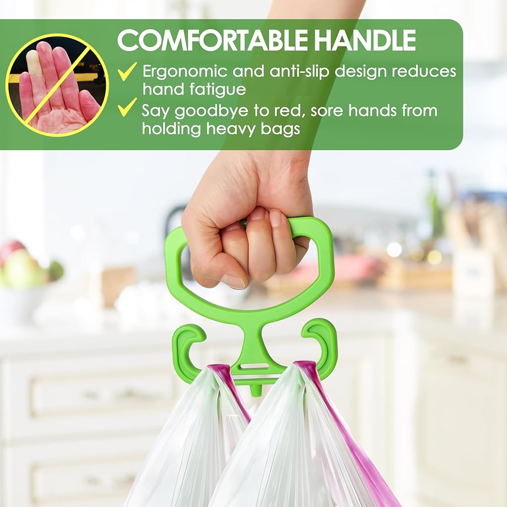 HASTHIP® Shopping Bag Handle - 2 Pack Carry Bags Carrier Handle for Shopping, Buckets & More | Comfortable Grip, Holds 100lbs - Orange