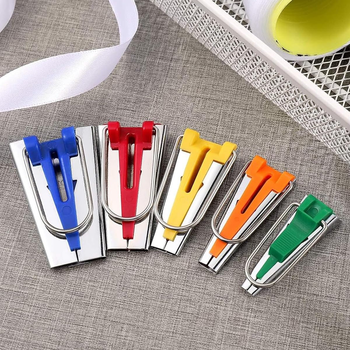 HASTHIP Bias Tape Maker Set for Fabric Sewing and Quilting with 5 Sizes 1/4 to 1 in | Easy DIY Quilting Tools