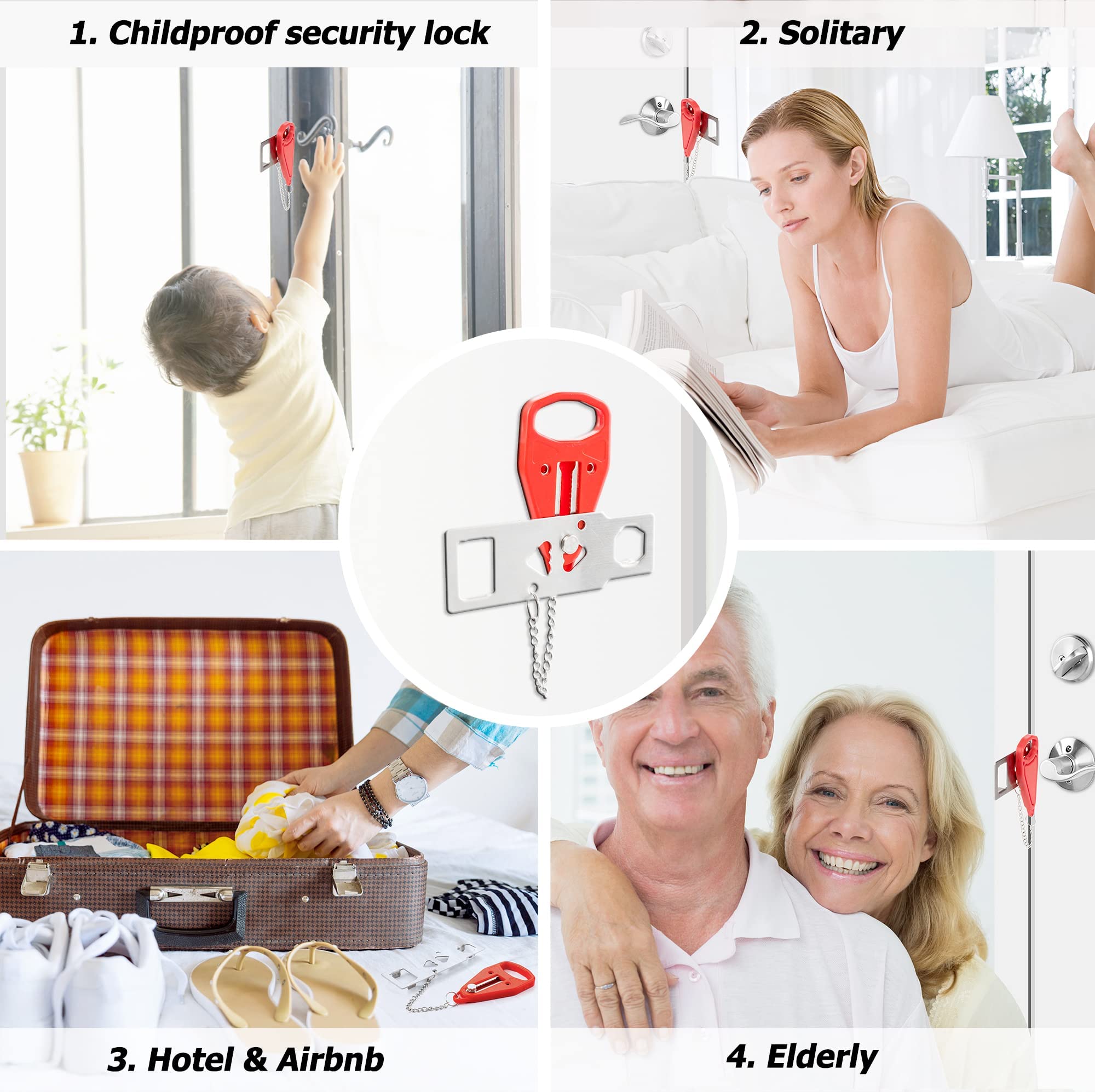 HASTHIP Portable Door Lock for Travel and Home Security with Stainless Steel Build | 2PCS